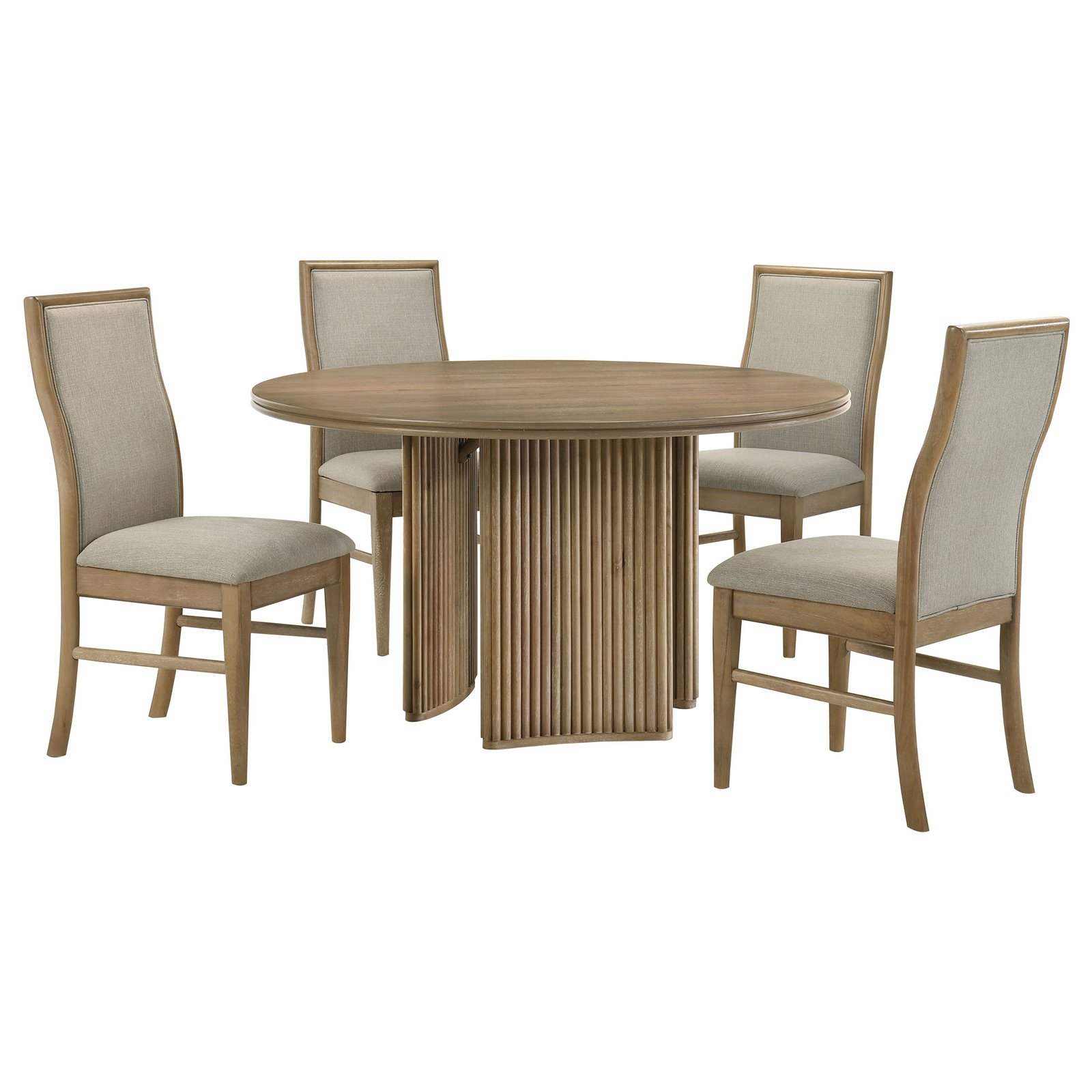 Adina 5-piece Round Dining Table Set Distressed Light Brown - Image 2