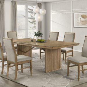 Adina 7-piece Extension Dining Set Distressed Light Brown