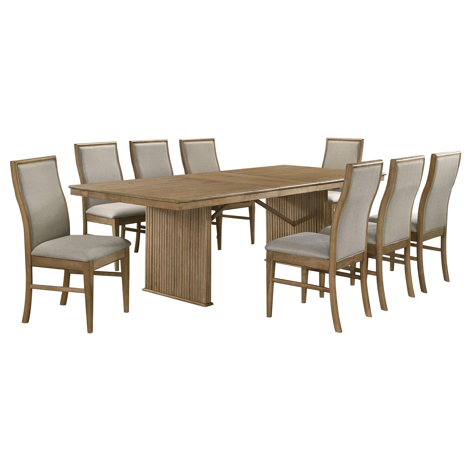 Adina 9-piece Extension Dining Set Distressed Light Brown - Image 2