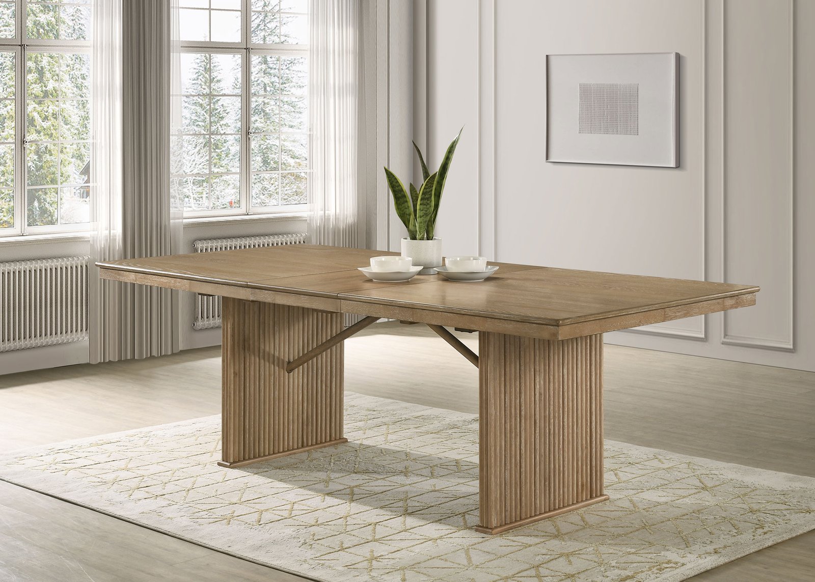 Adina 89-inch Extension Dining Table Distressed Light Brown - Image 2
