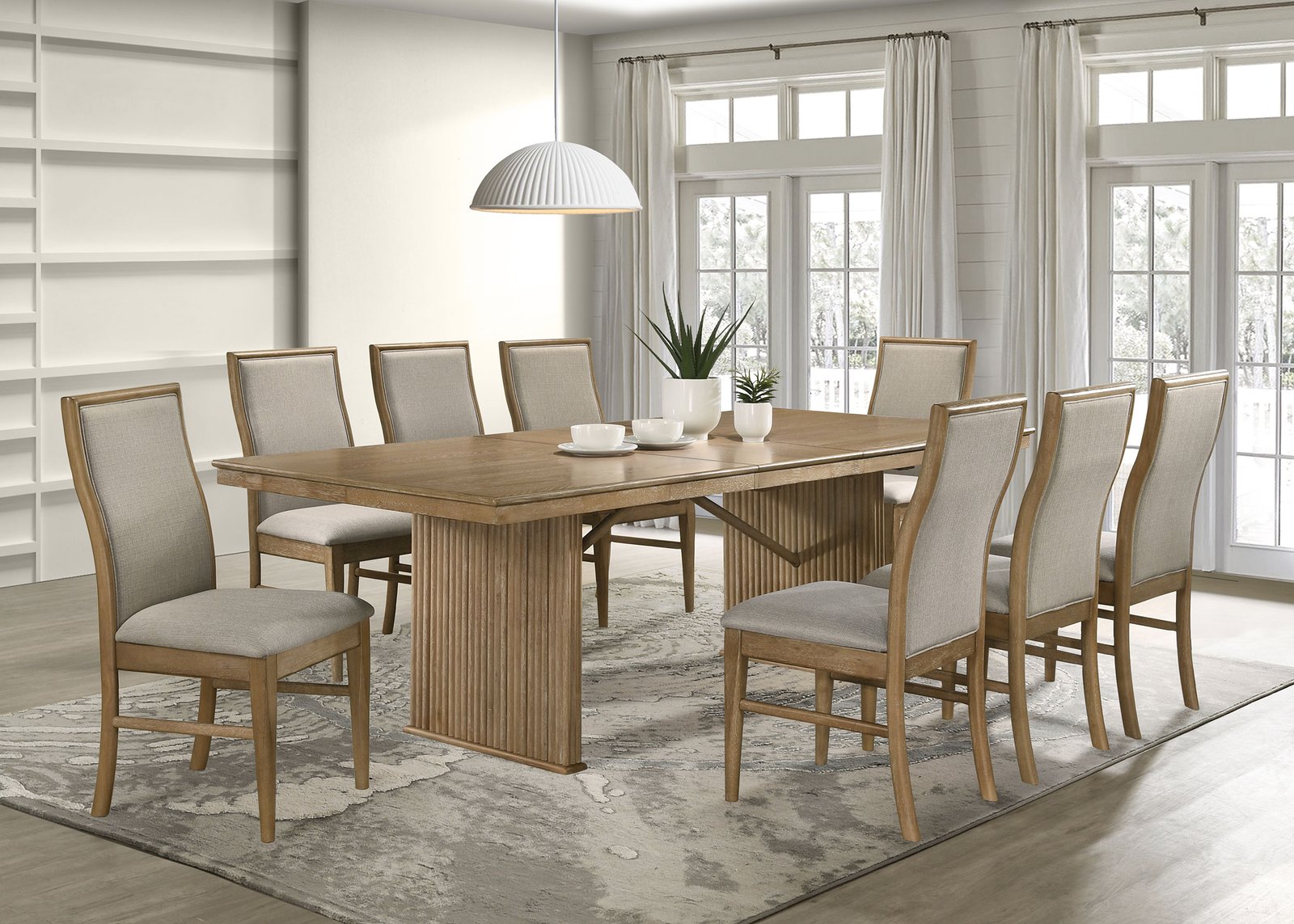 Adina 89-inch Extension Dining Table Distressed Light Brown - Image 14