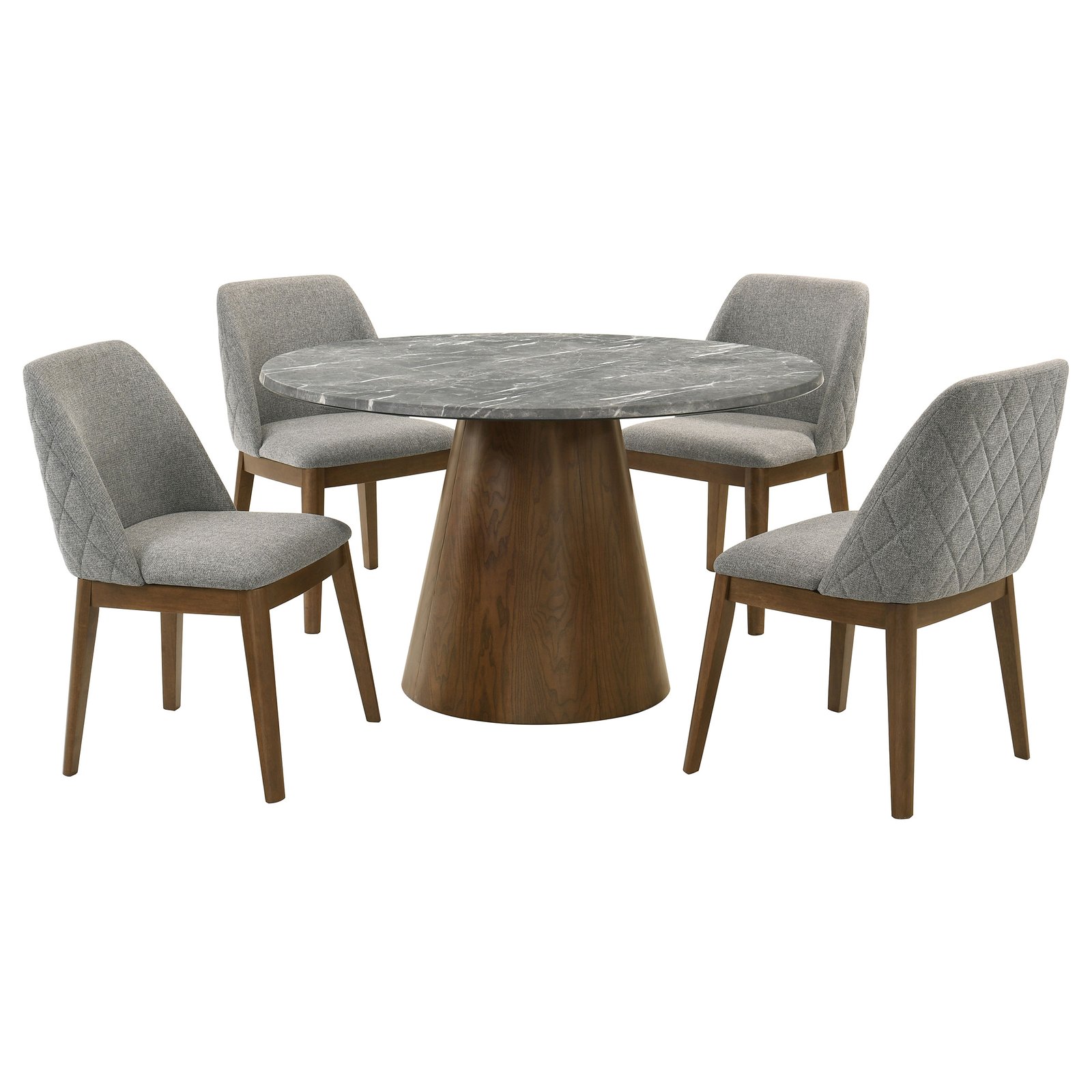 Franklin 5-piece Round Dining Table Set Grey and Dark Brown - Image 2