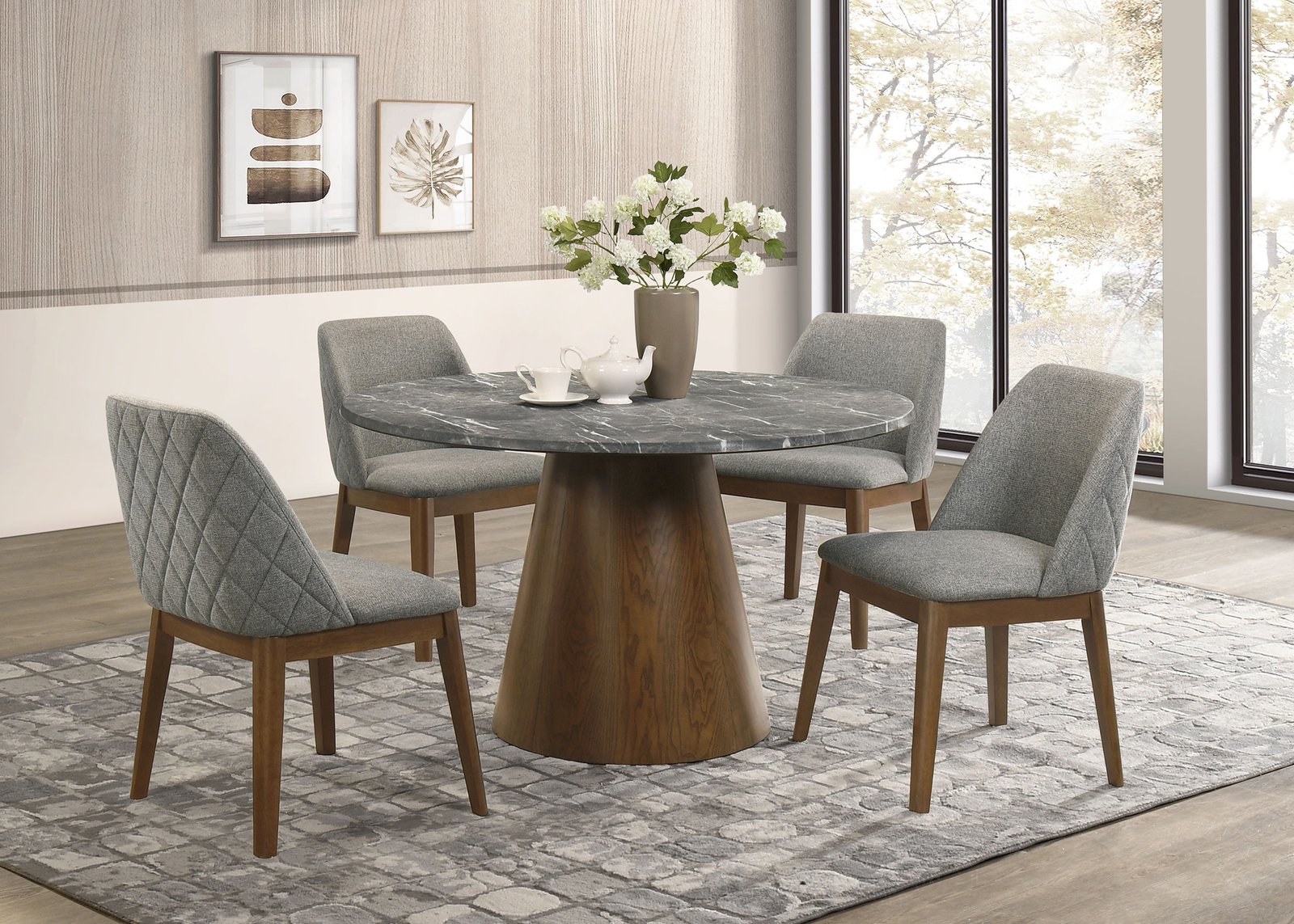 Franklin 50-inch Round Dining Table Grey and Dark Brown - Image 10