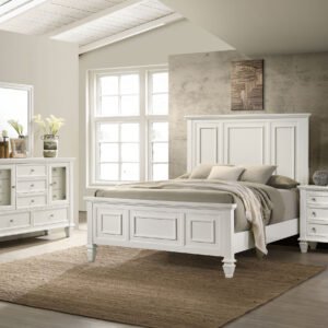 Sandy Beach 4-piece Queen Bedroom Set Cream White