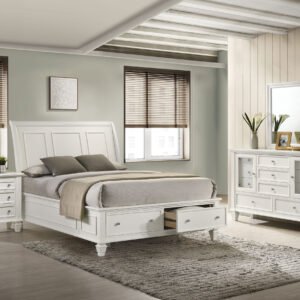 Sandy Beach 4-piece Queen Bedroom Set Cream White