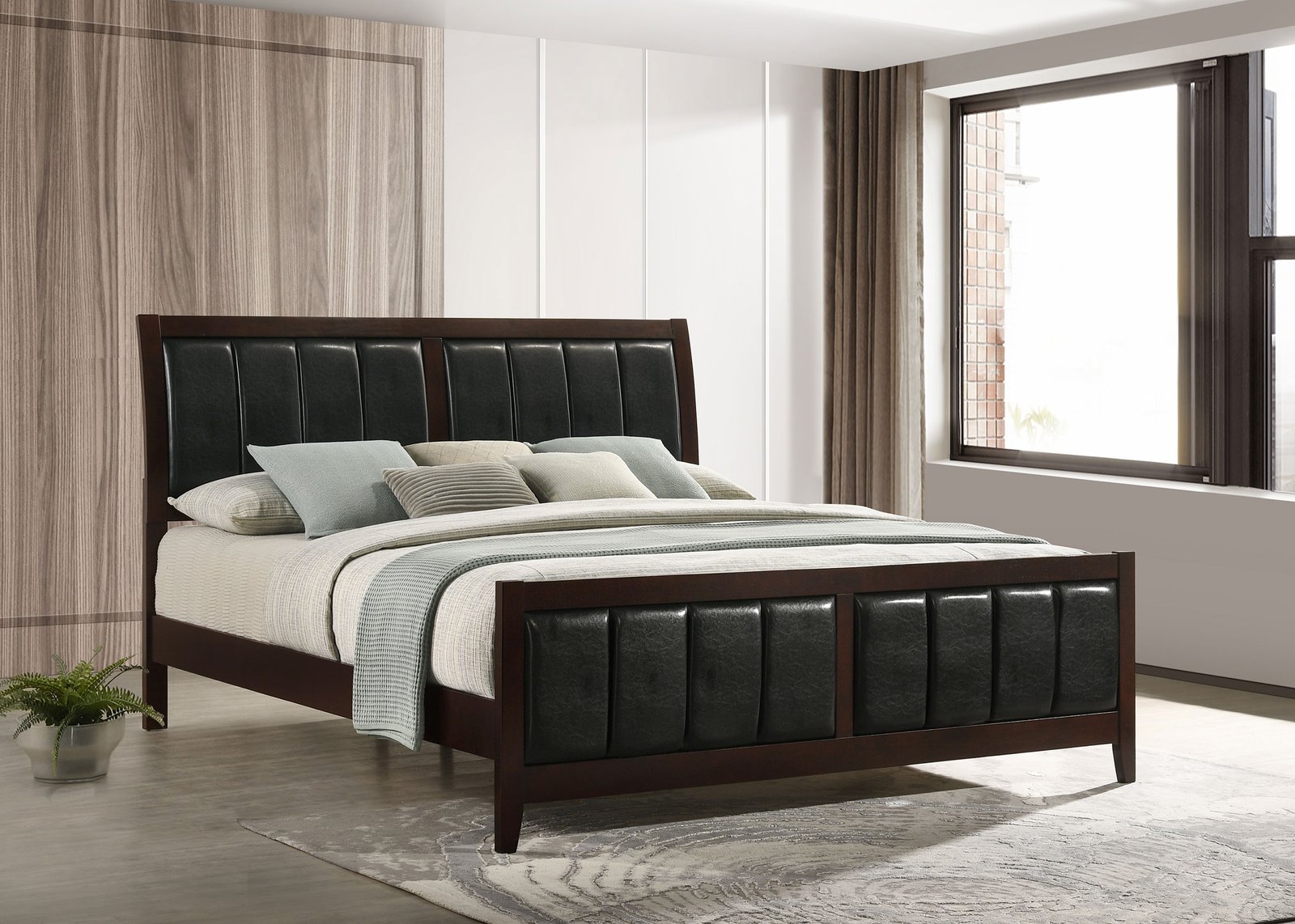 Carlton Wood Eastern King Panel Bed Cappuccino - Image 2