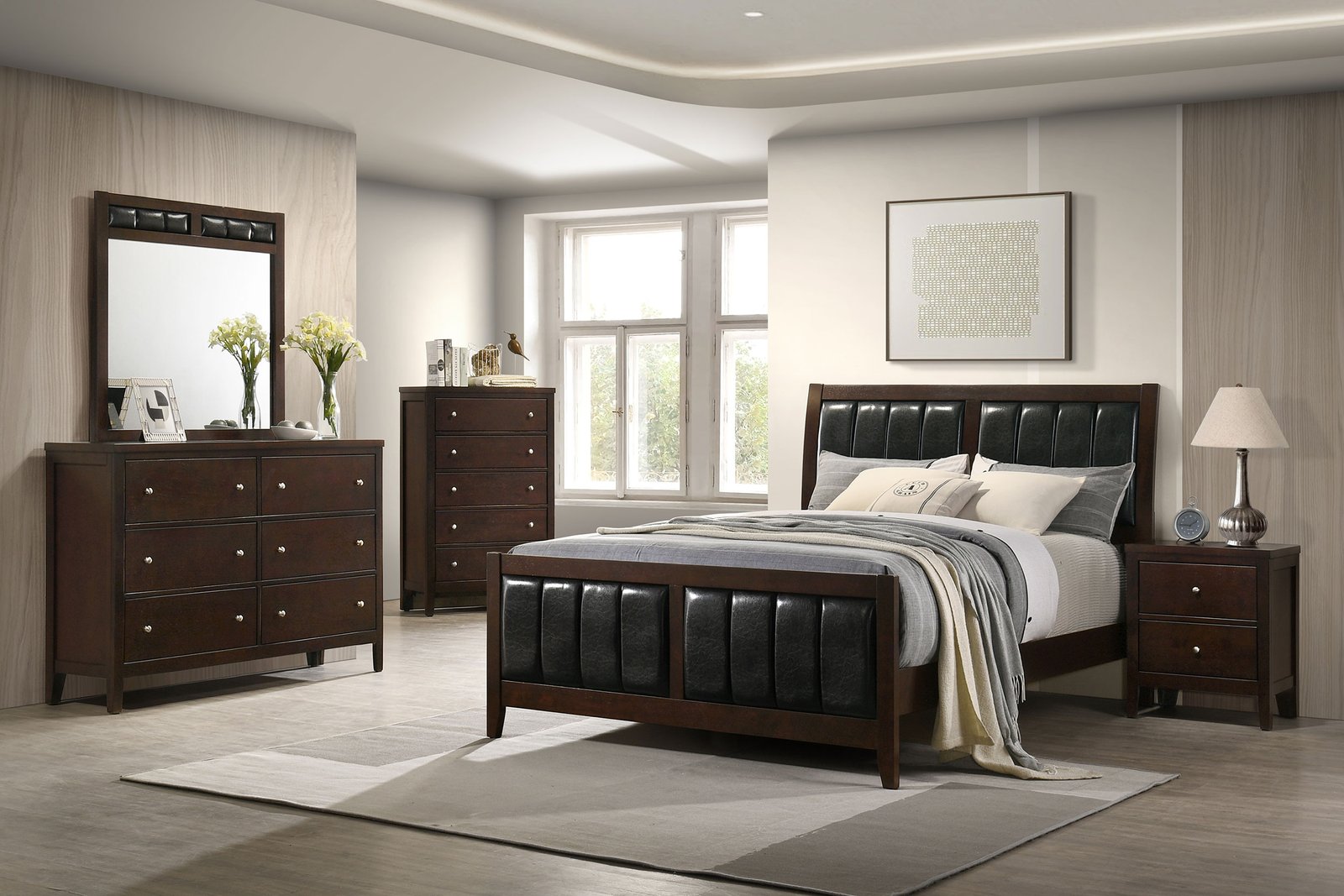 Carlton Wood Eastern King Panel Bed Cappuccino - Image 11