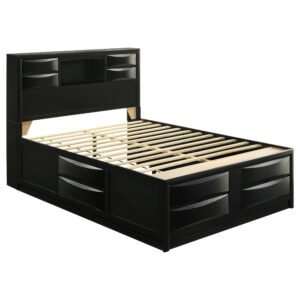 Briana Wood Queen Storage Bookcase Bed Black