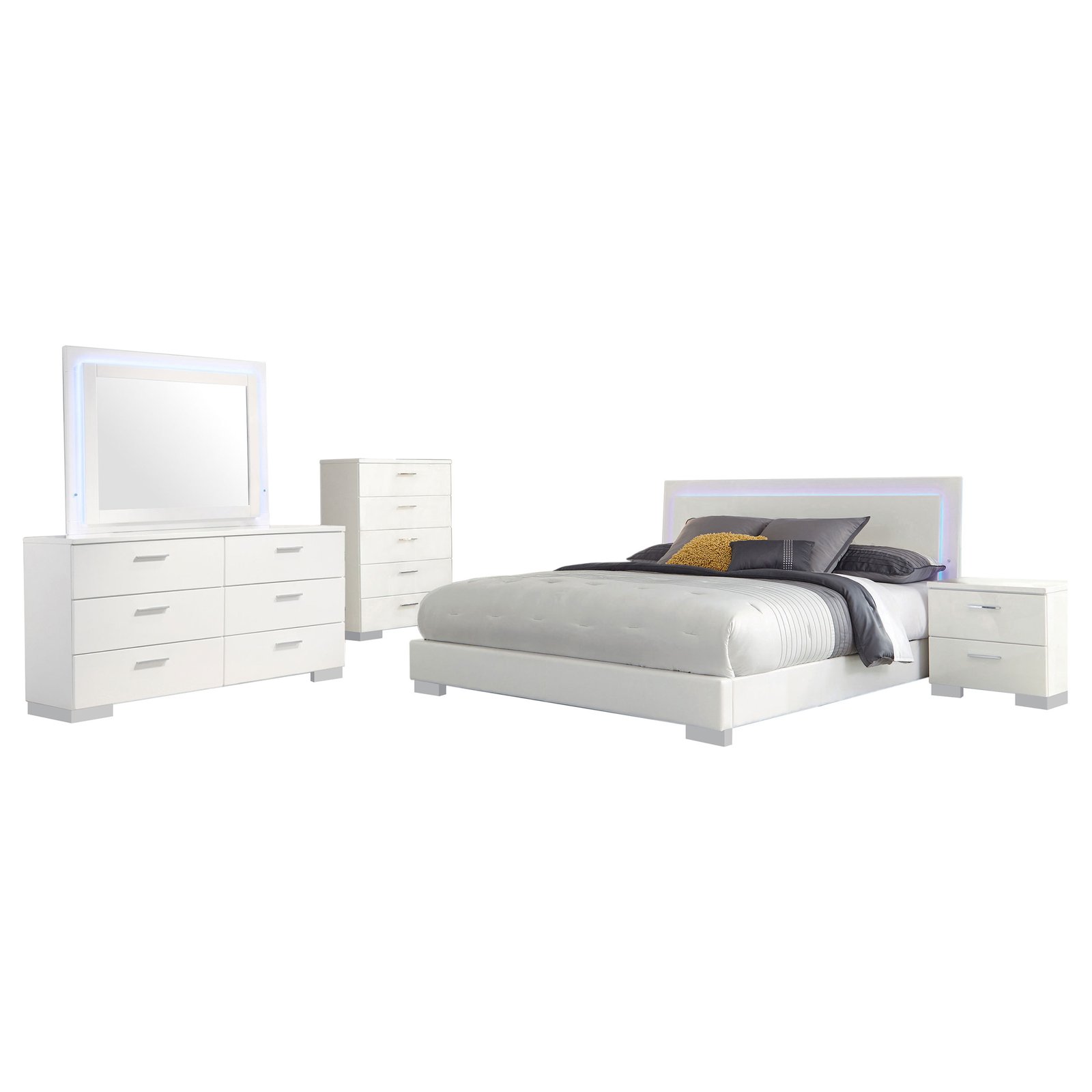 Felicity 5-piece Eastern King Bedroom Set White High Gloss - Image 2