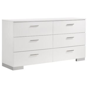 Felicity 6-drawer Dresser White High Gloss