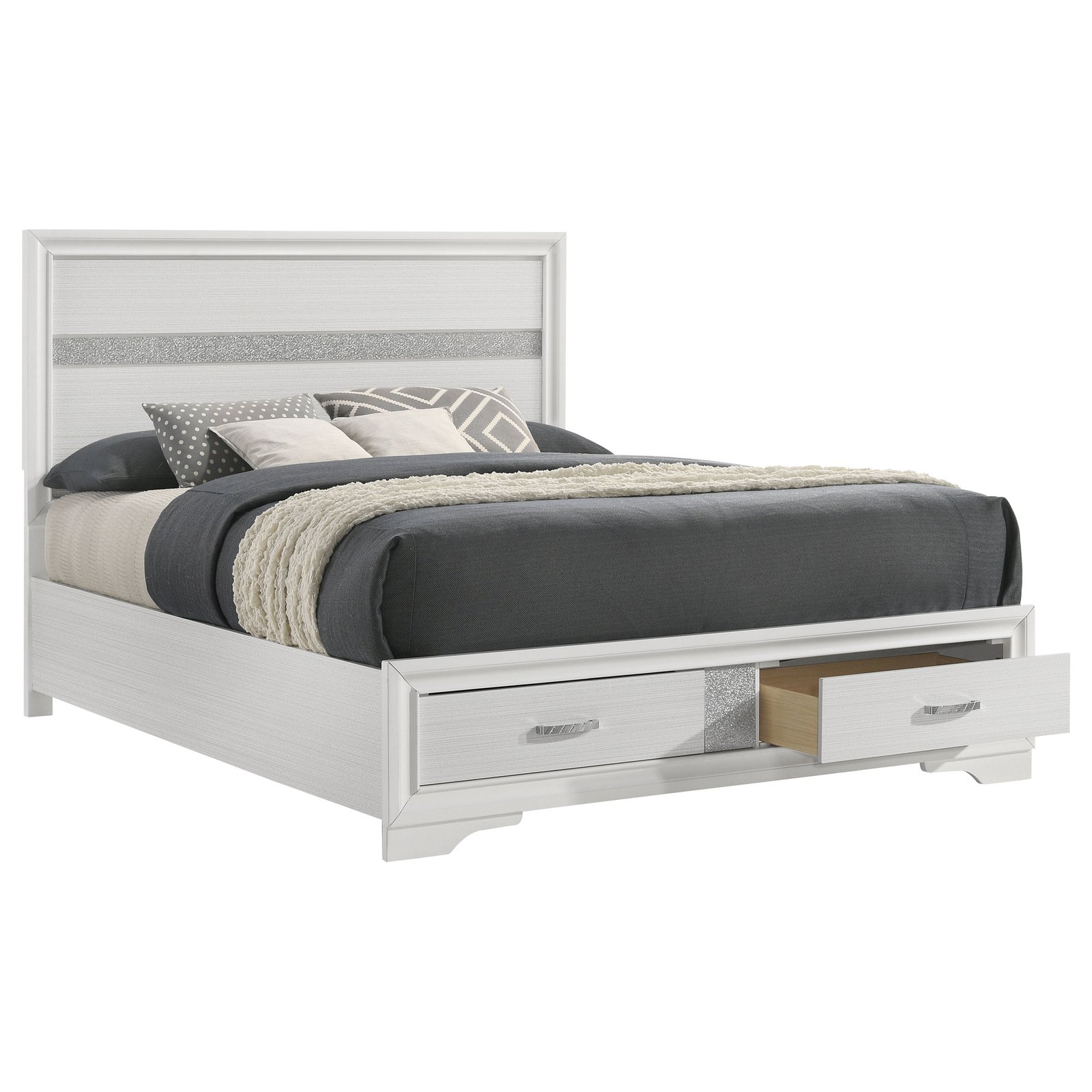 Miranda 51-inch Wood Queen Storage Panel Bed White - Image 3