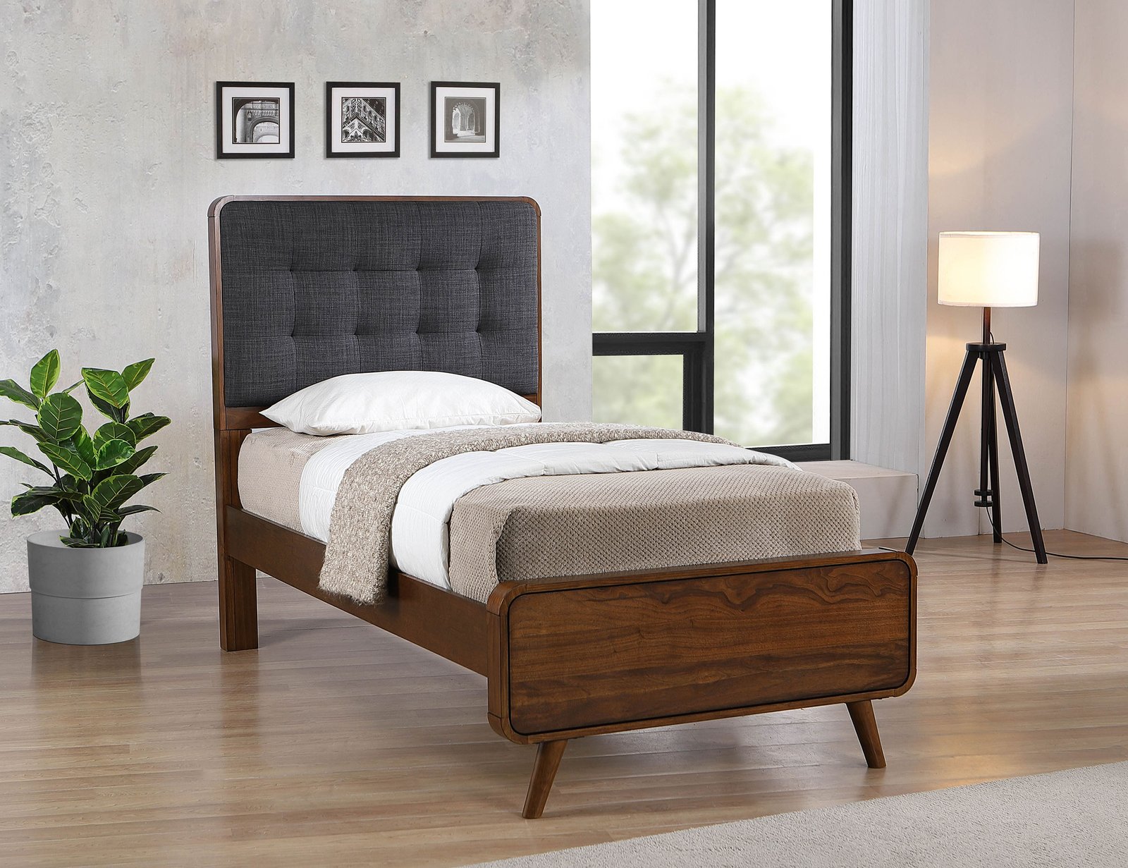 Robyn Wood Twin Platform Bed Dark Walnut - Image 2