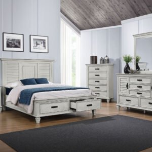 Franco 5-piece Eastern King Bedroom Set Distressed White