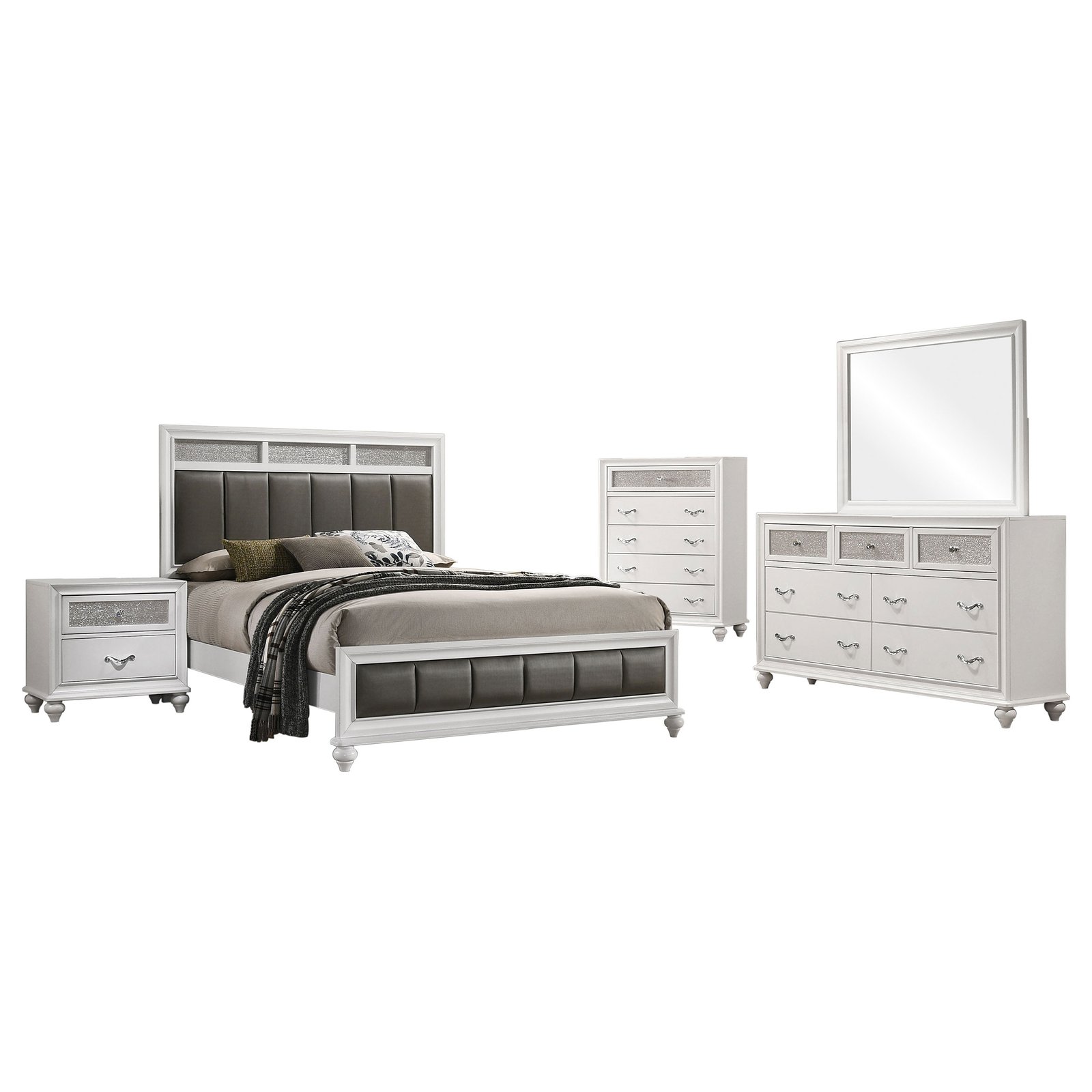 Barzini 5-piece Eastern King Bedroom Set White - Image 2