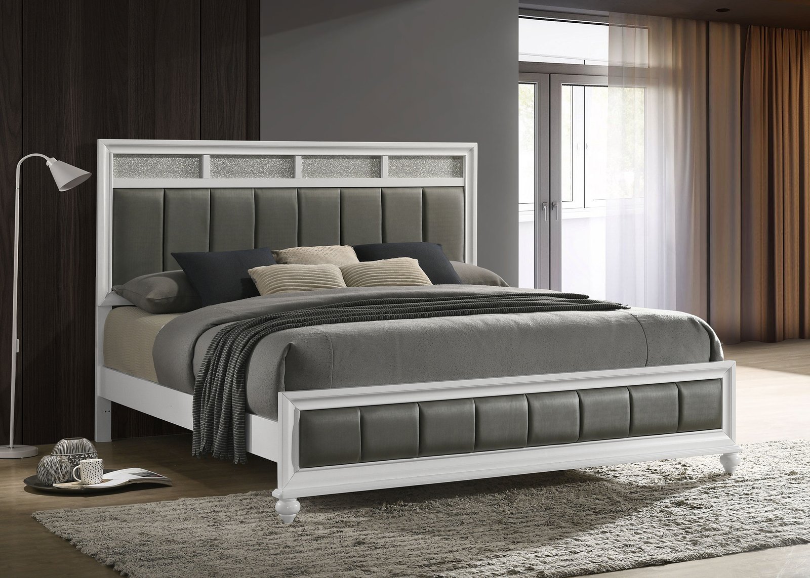 Barzini Wood Eastern King Panel Bed White - Image 2