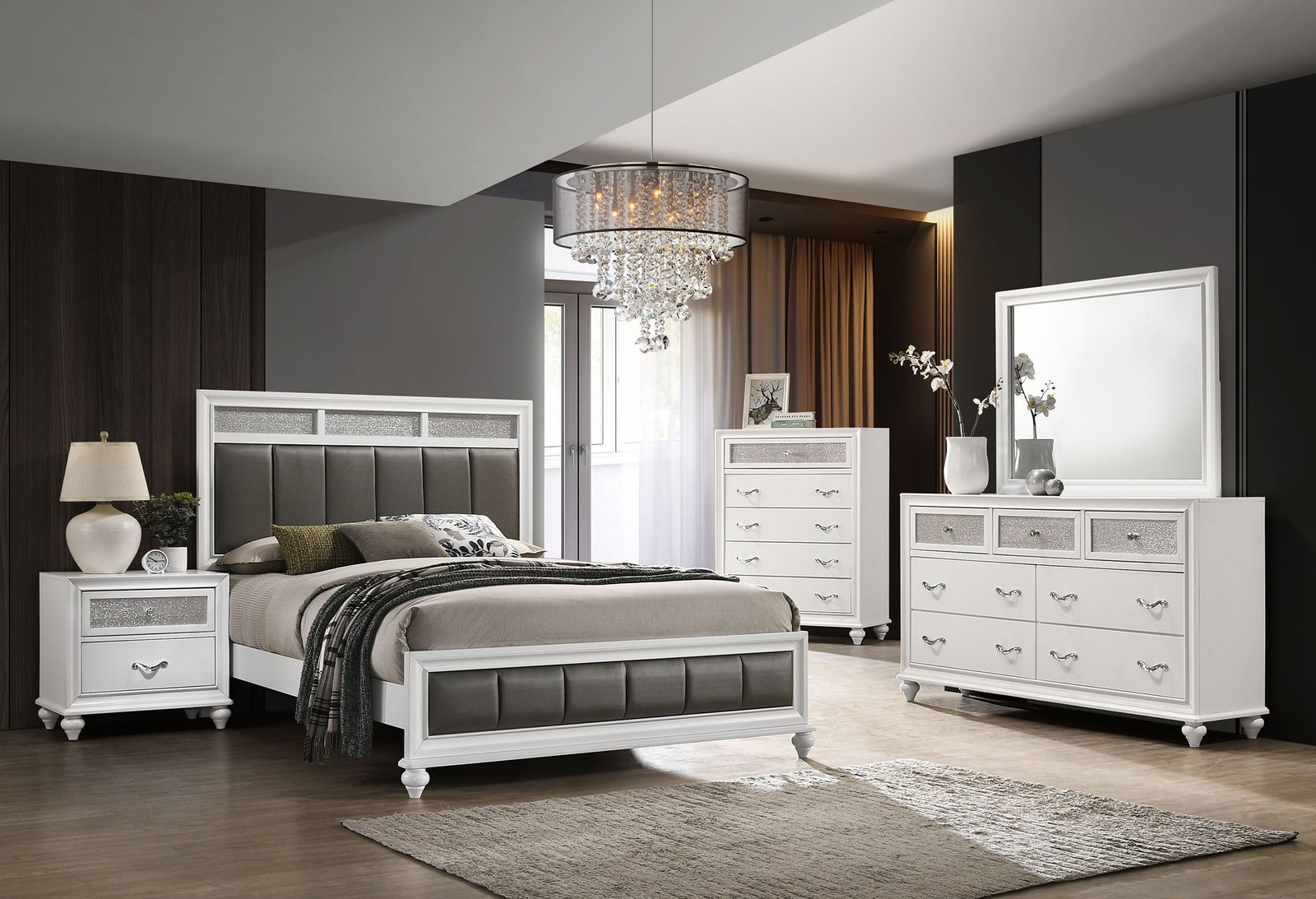 Barzini Wood Eastern King Panel Bed White - Image 12