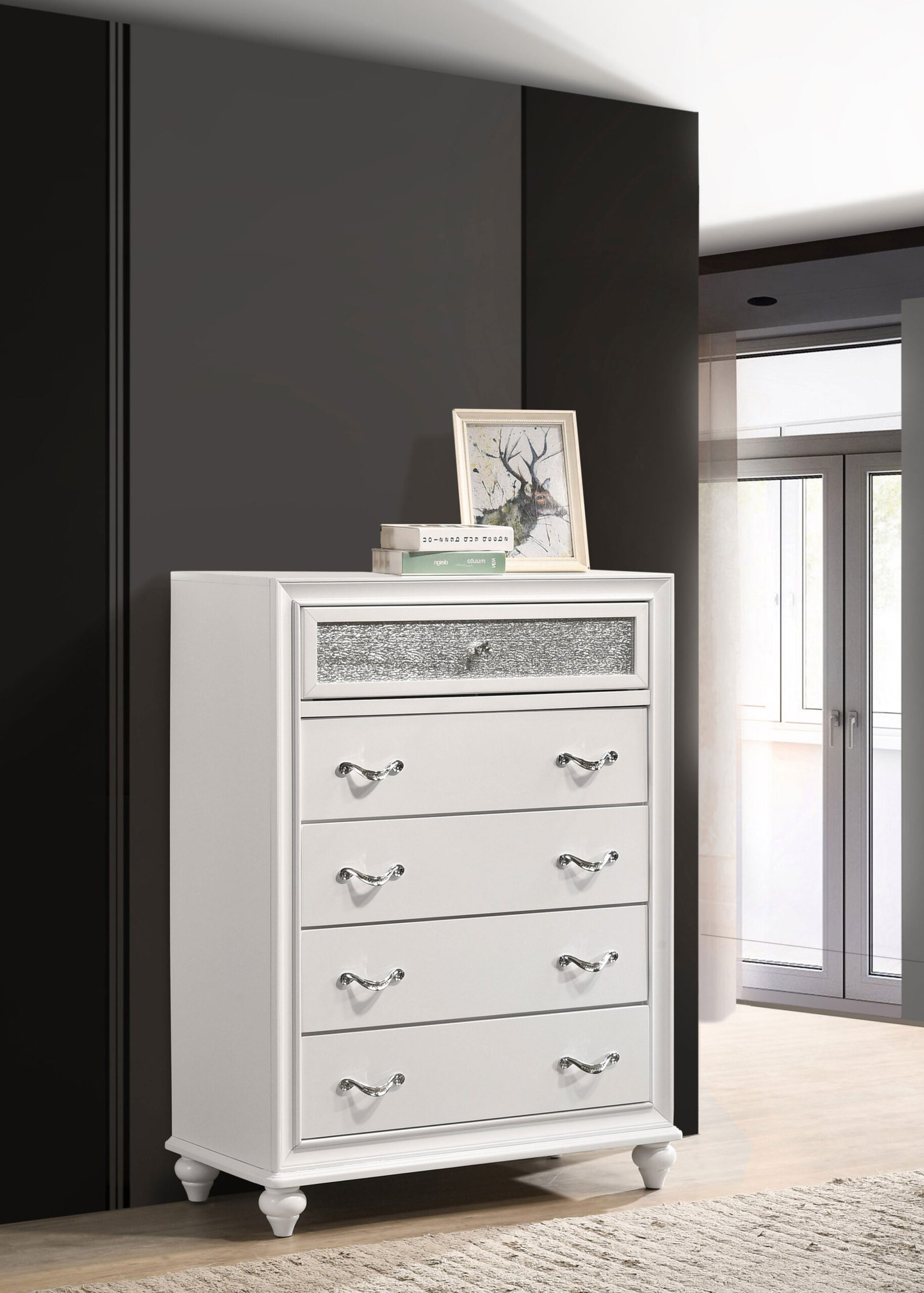 Barzini 5-drawer Bedroom Chest White - Image 2