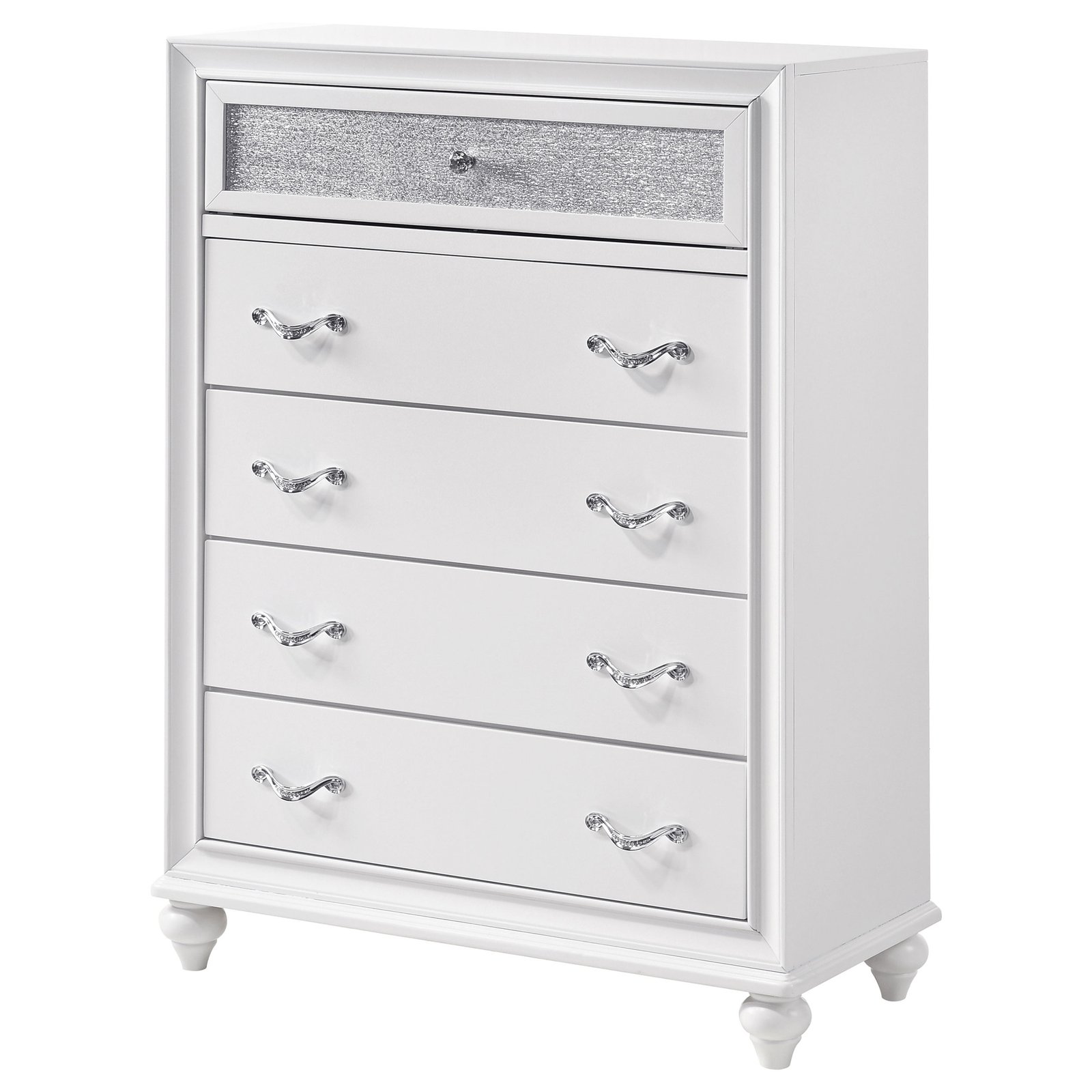 Barzini 5-drawer Bedroom Chest White - Image 4