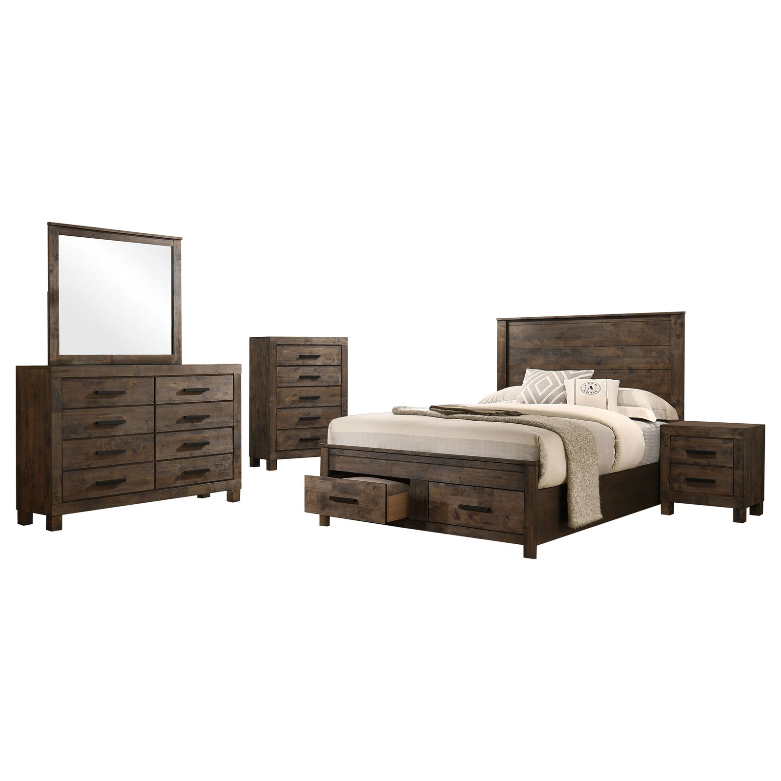 Woodmont 5-piece Queen Bedroom Set Rustic Golden Brown - Image 2