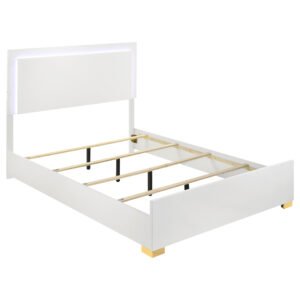 Marceline Wood Queen LED Panel Bed White