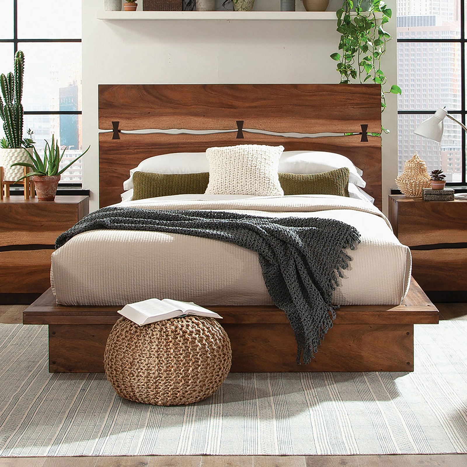 Winslow Wood Eastern King Panel Bed Smokey Walnut - Image 2