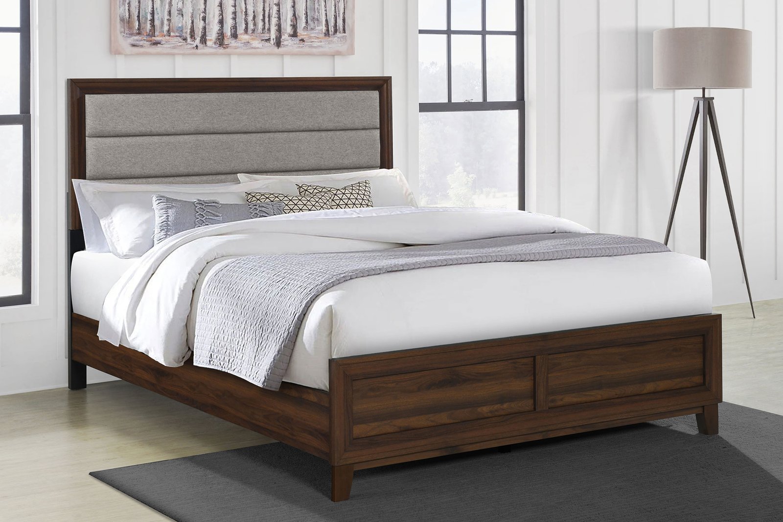Welsley 50-inch Upholstered California King Bed Walnut - Image 2