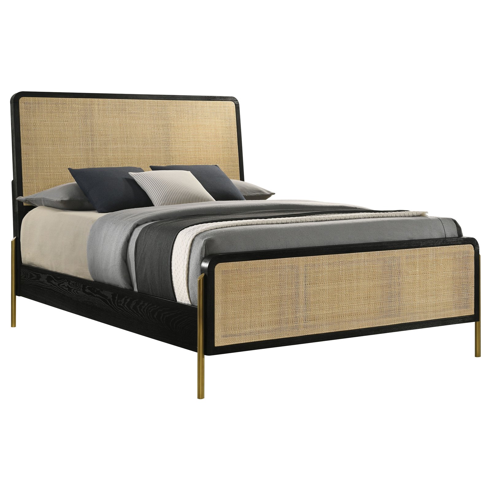 Arini Rattan Eastern King Panel Bed Black and Natural - Image 3