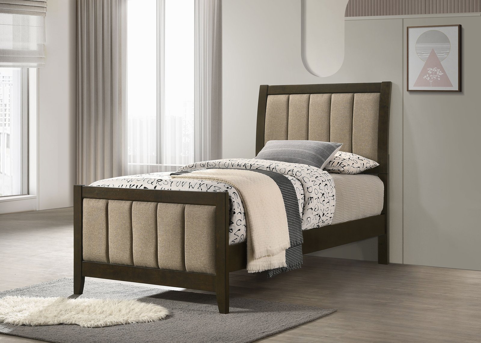 Wilkes 51-inch Upholstered Twin Bed Dark Cocoa - Image 2