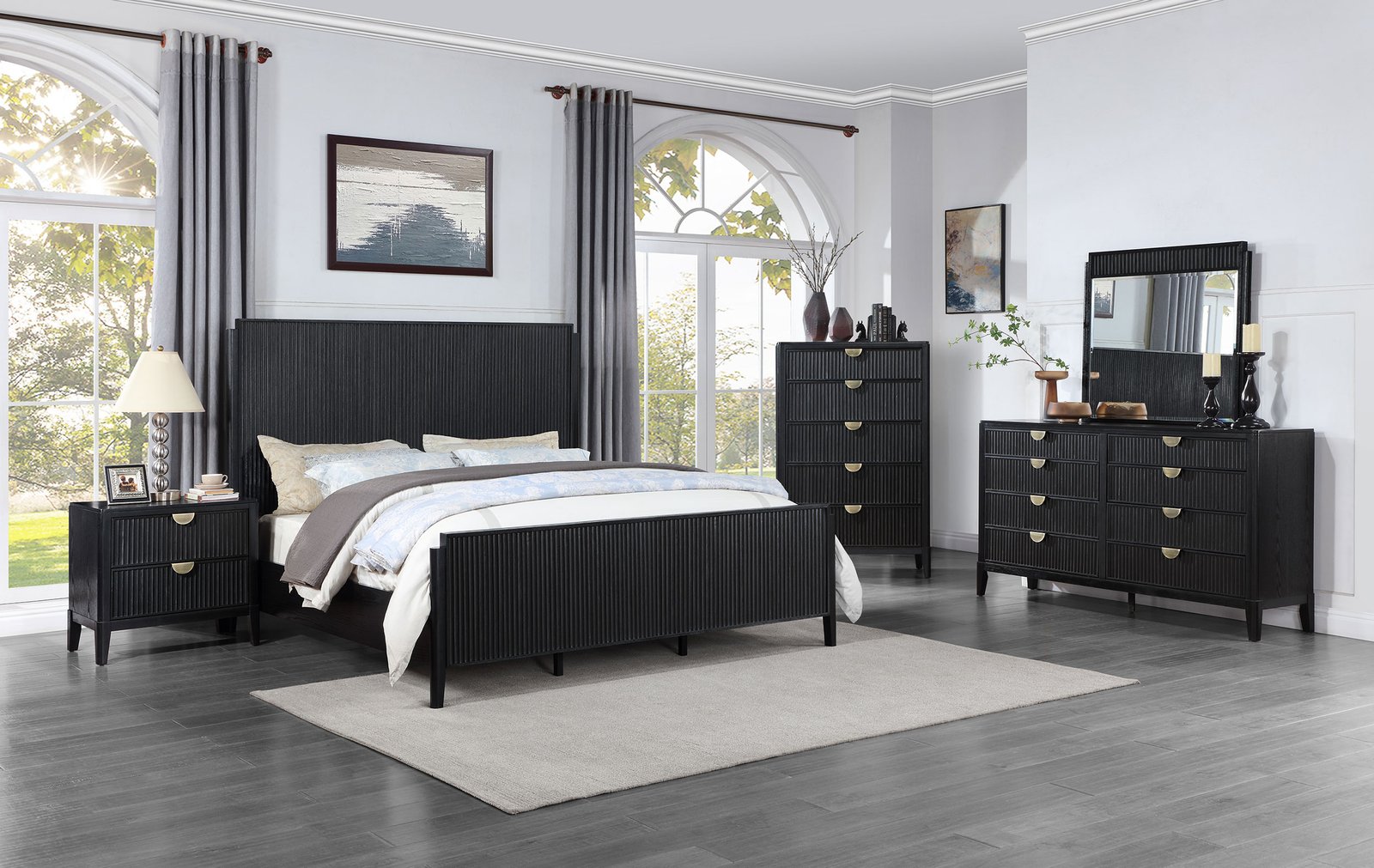 Brookmead Wood Eastern King Panel Bed Black - Image 9
