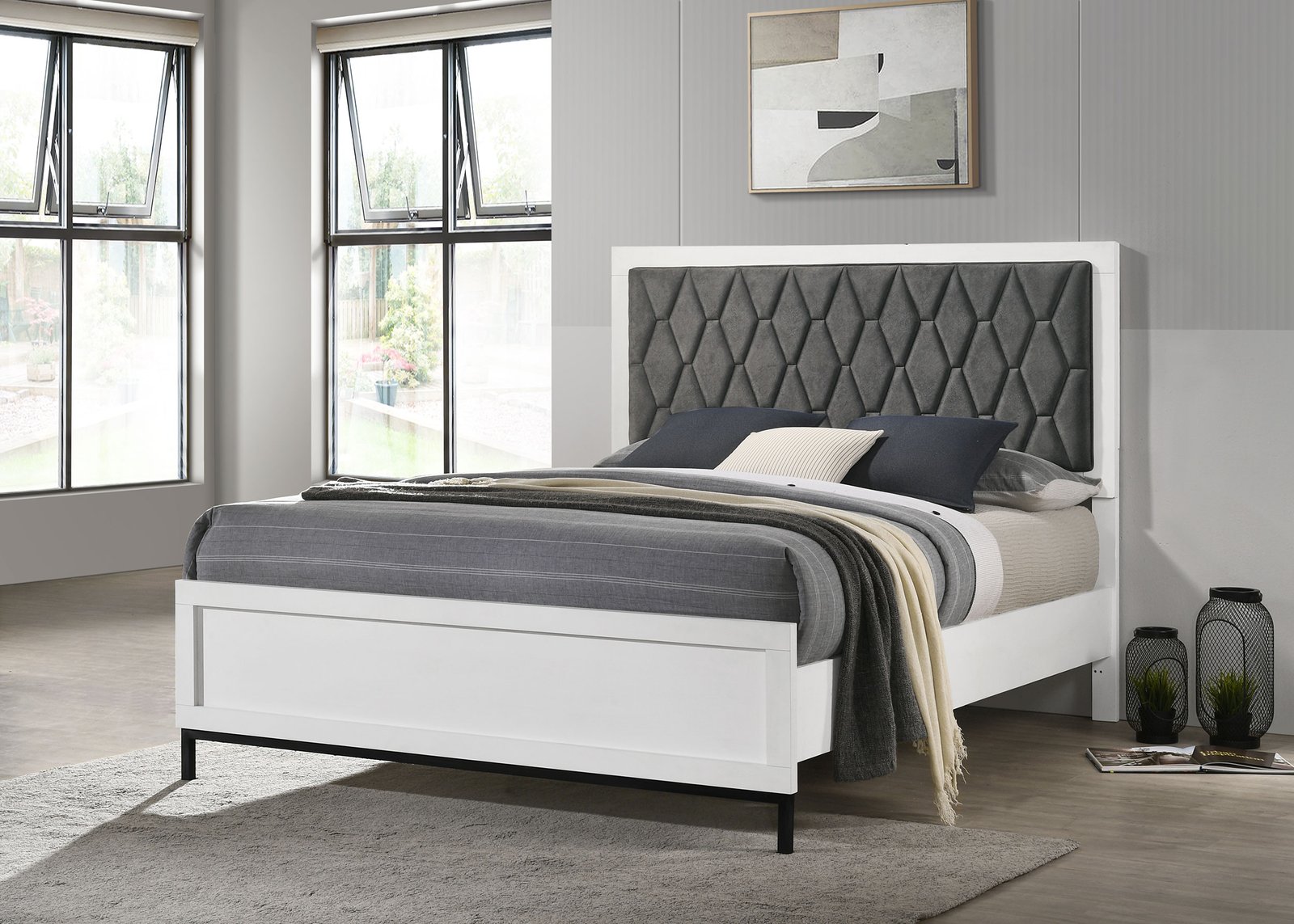 Sonora Queen Upholstered Panel Bed White - Image 2