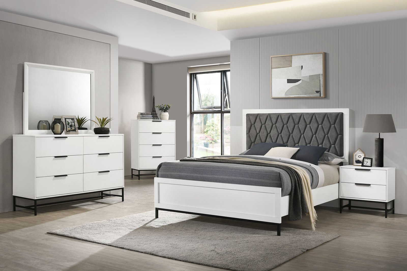 Sonora Queen Upholstered Panel Bed White - Image 10