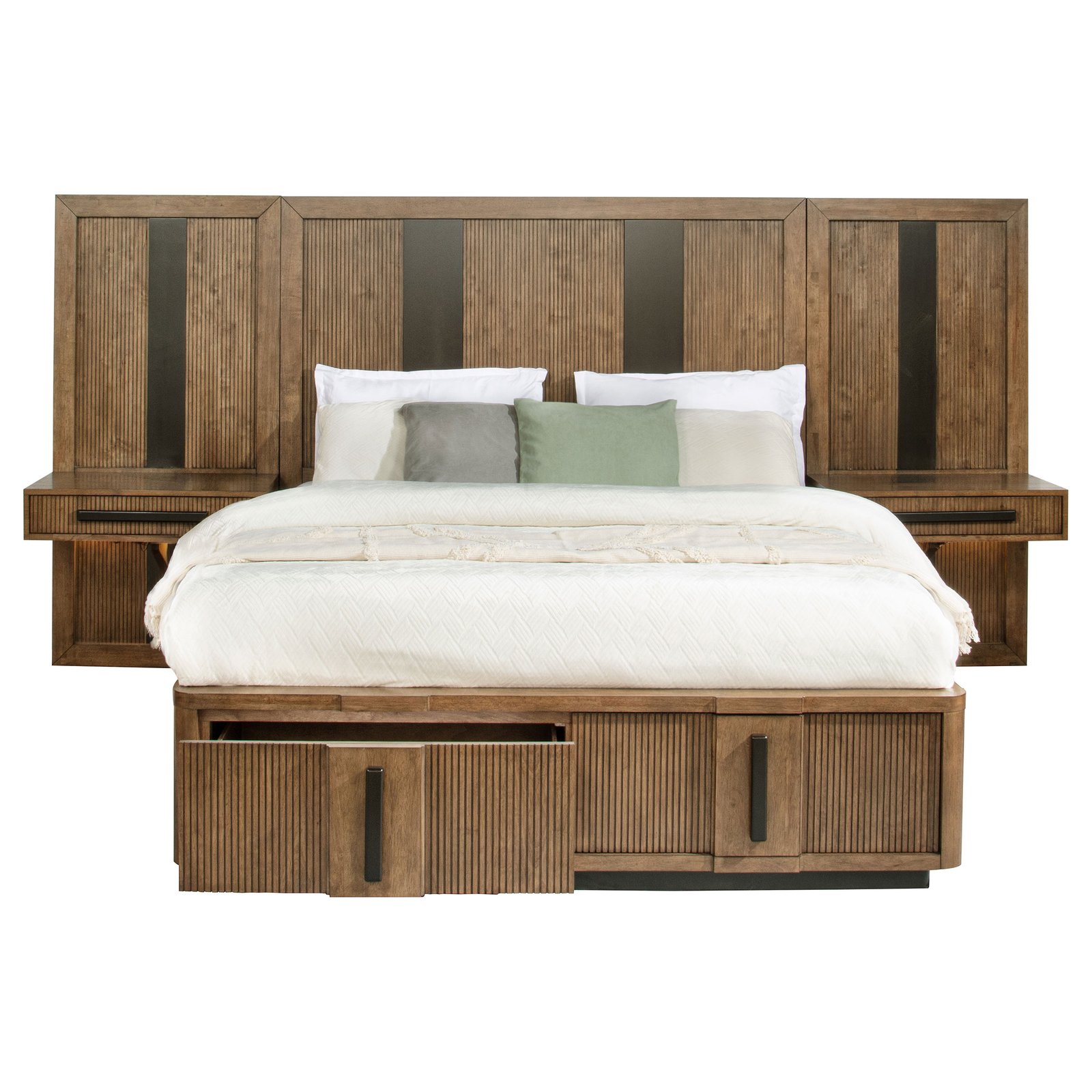 Terrace Queen Wall Panel Storage Bed Ash Brown - Image 3