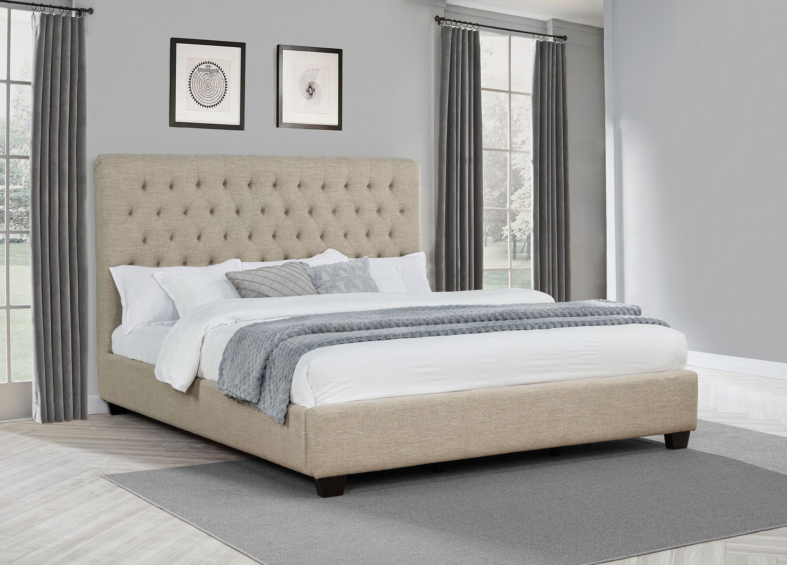 Chloe Upholstered California King Panel Bed Oatmeal - Image 2