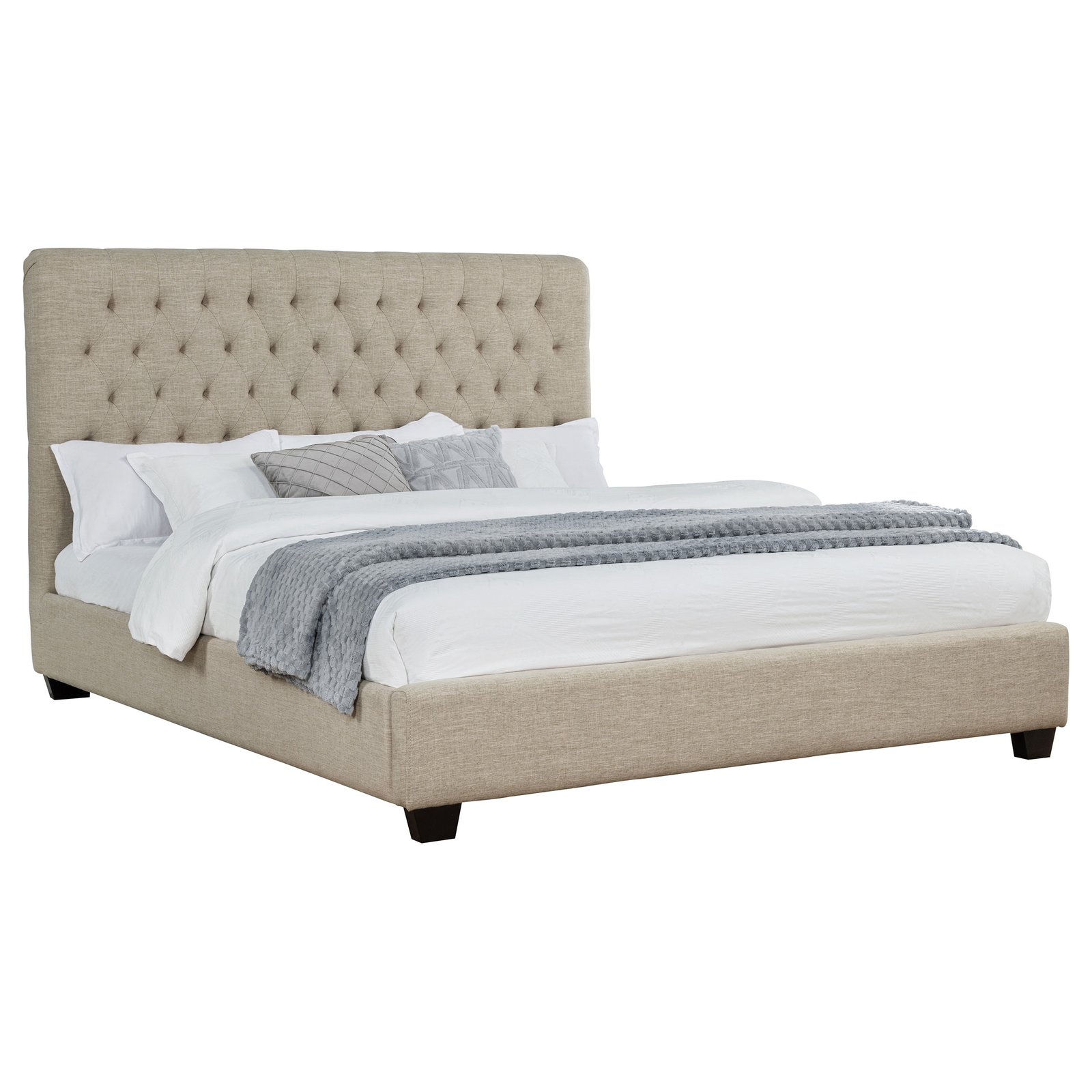 Chloe Upholstered California King Panel Bed Oatmeal - Image 3