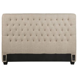 Chloe Upholstered Queen Panel Headboard Oatmeal