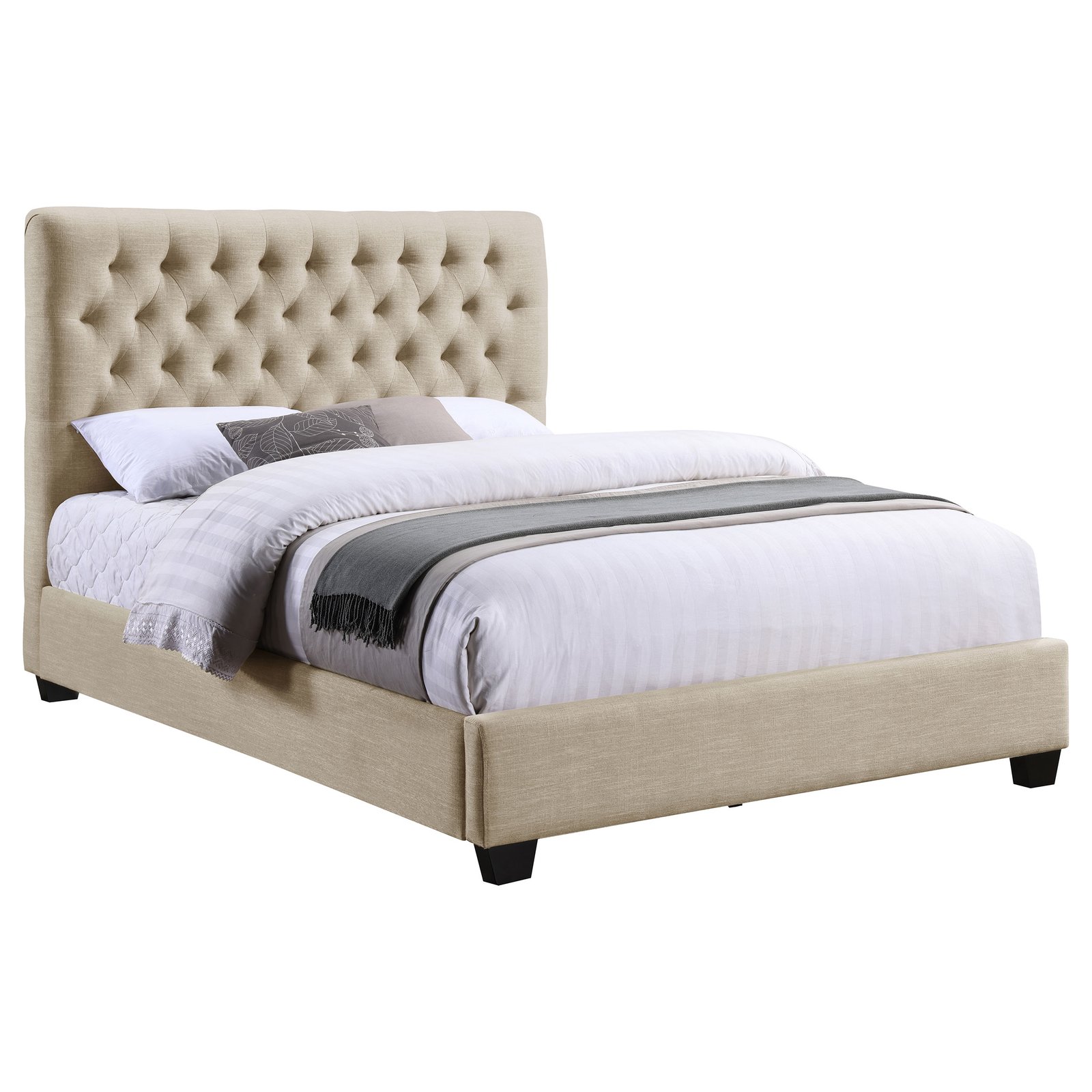 Chloe Upholstered Queen Panel Bed Oatmeal - Image 3