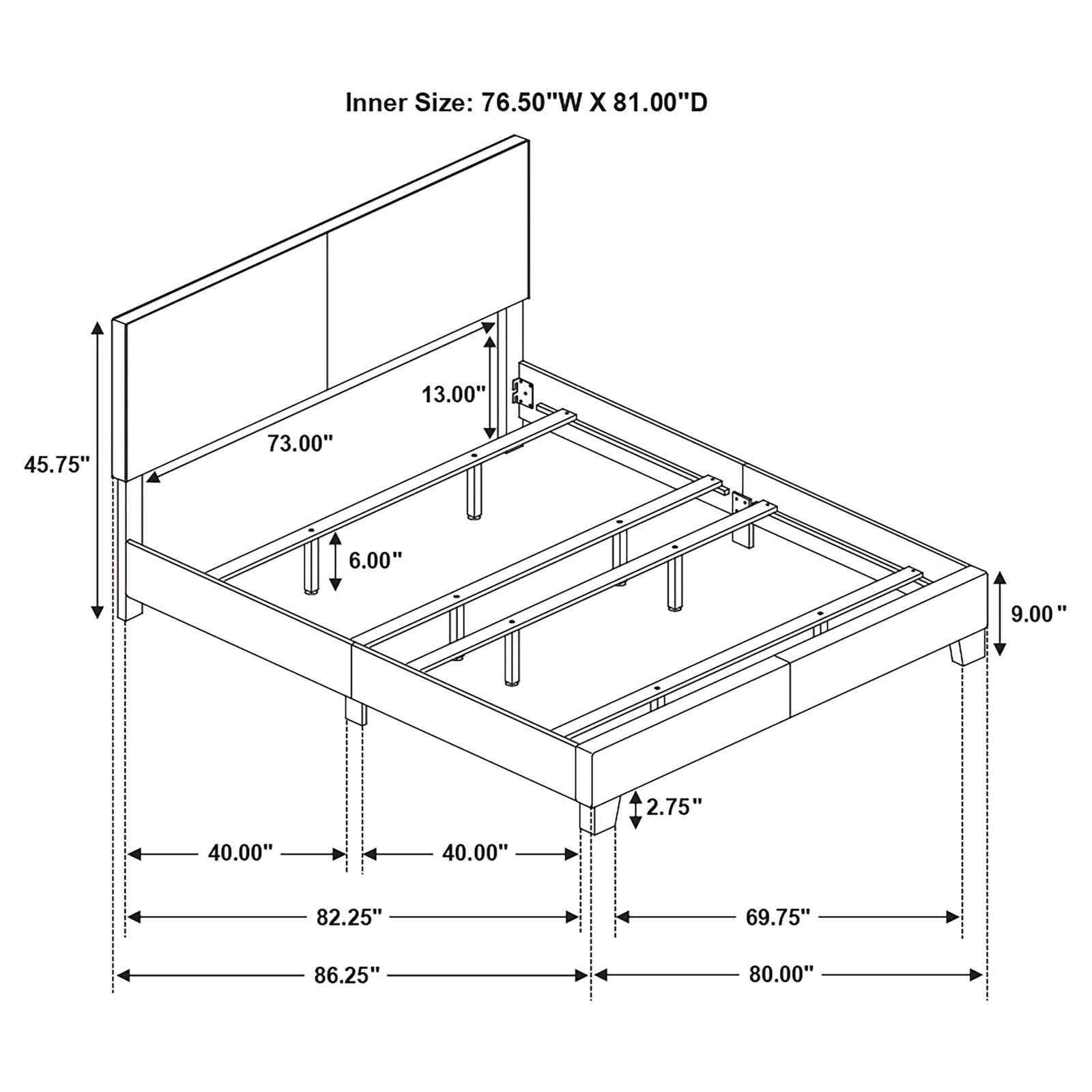Dorian Faux Leather Upholstered Eastern King Panel Bed Black - Image 4
