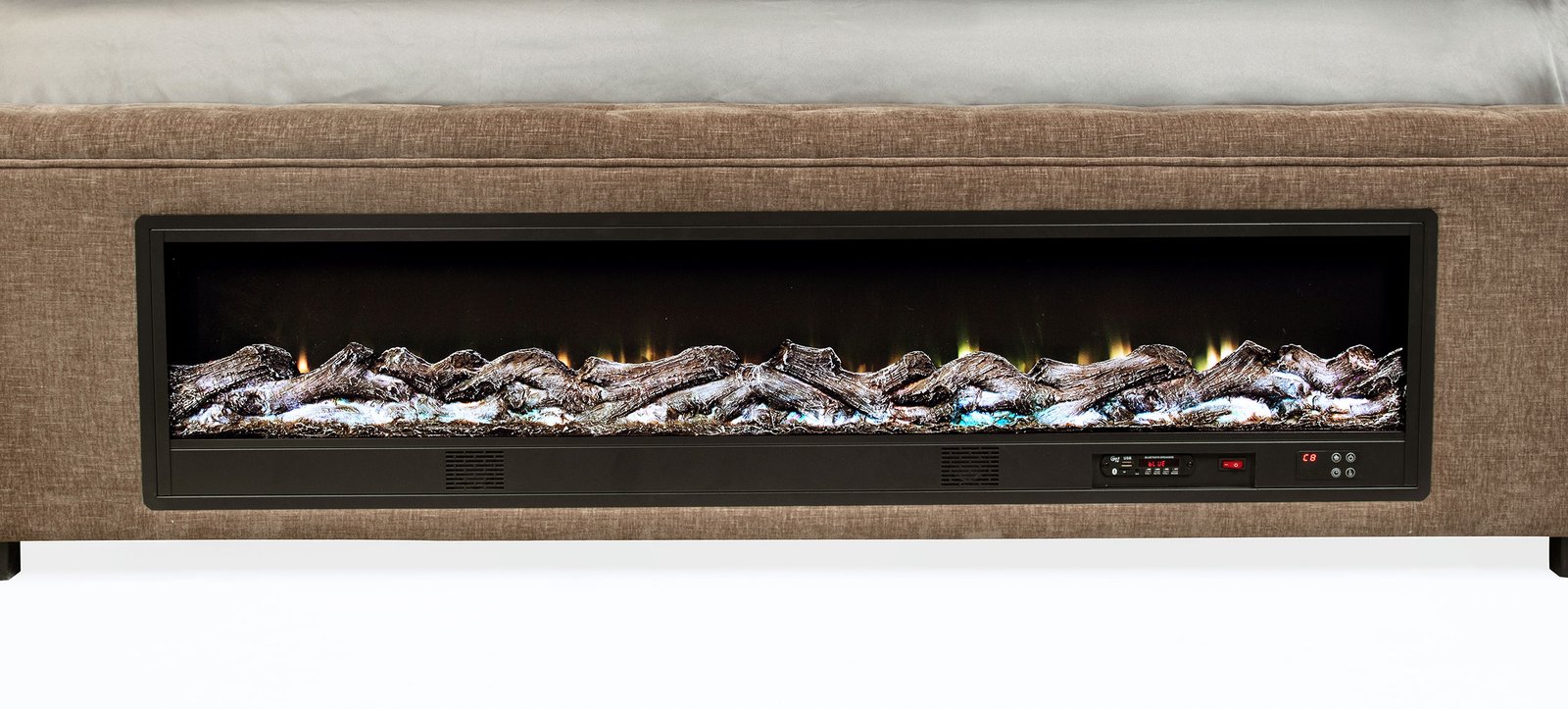 Senna Upholstered Queen Audio Flame Visualizer Bed Brown - Image 8