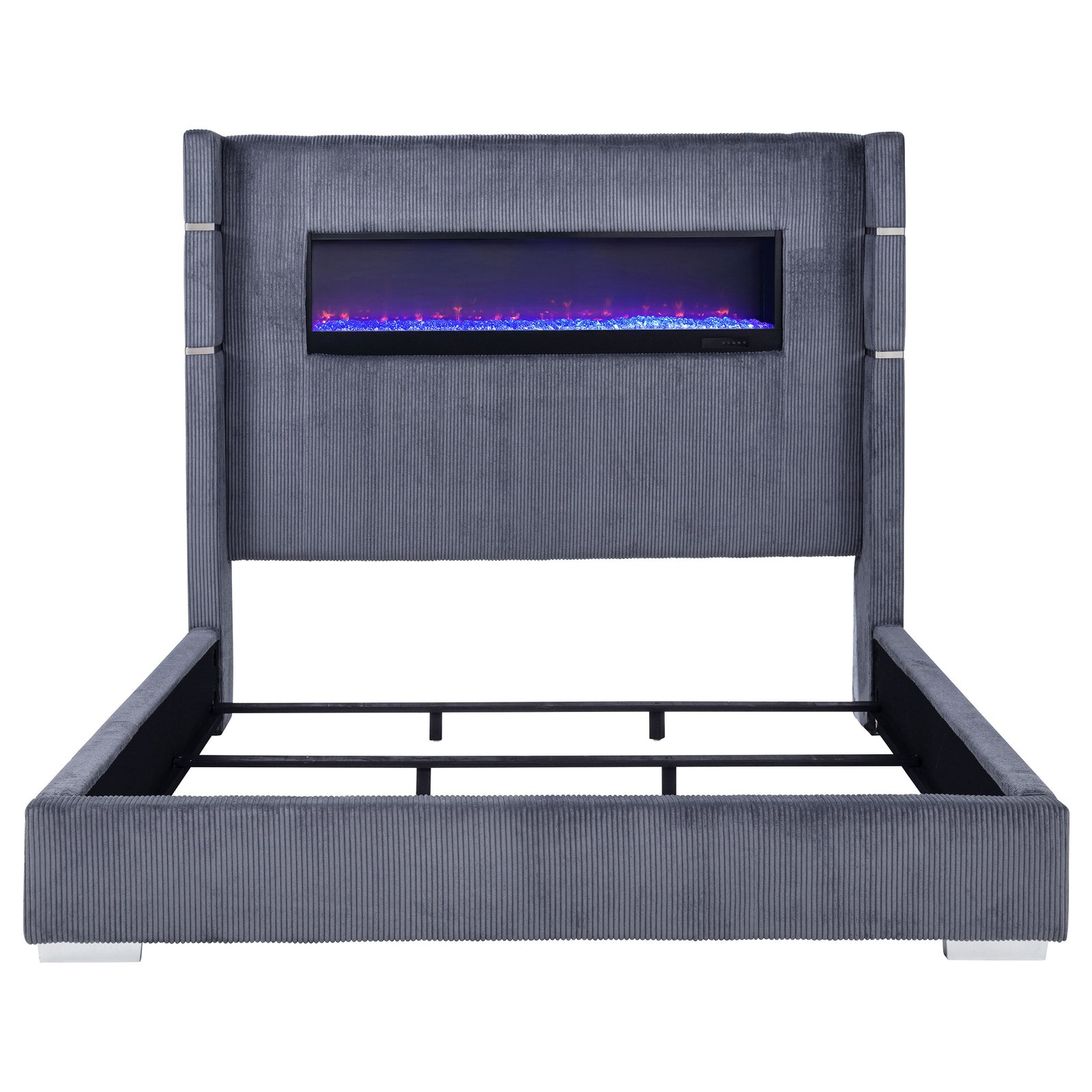 Tisdall Upholstered Cal King Flame Visualizer Bed Grey - Image 4