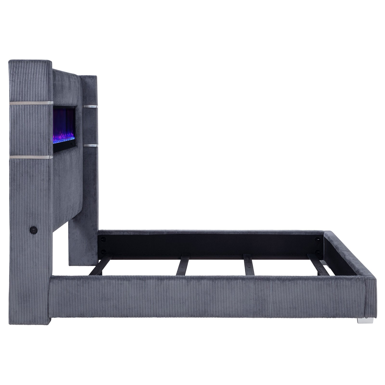 Tisdall Upholstered Cal King Flame Visualizer Bed Grey - Image 6