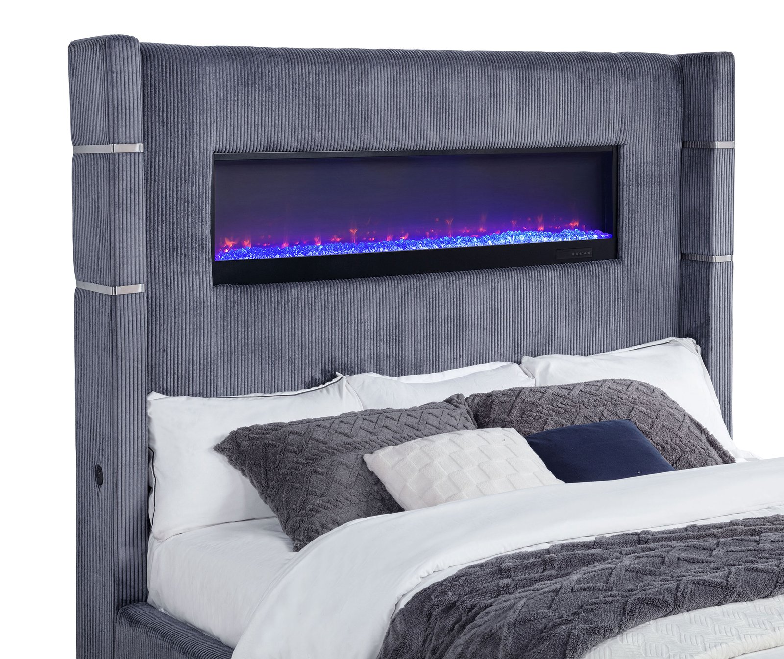 Tisdall Upholstered Cal King Flame Visualizer Bed Grey - Image 7