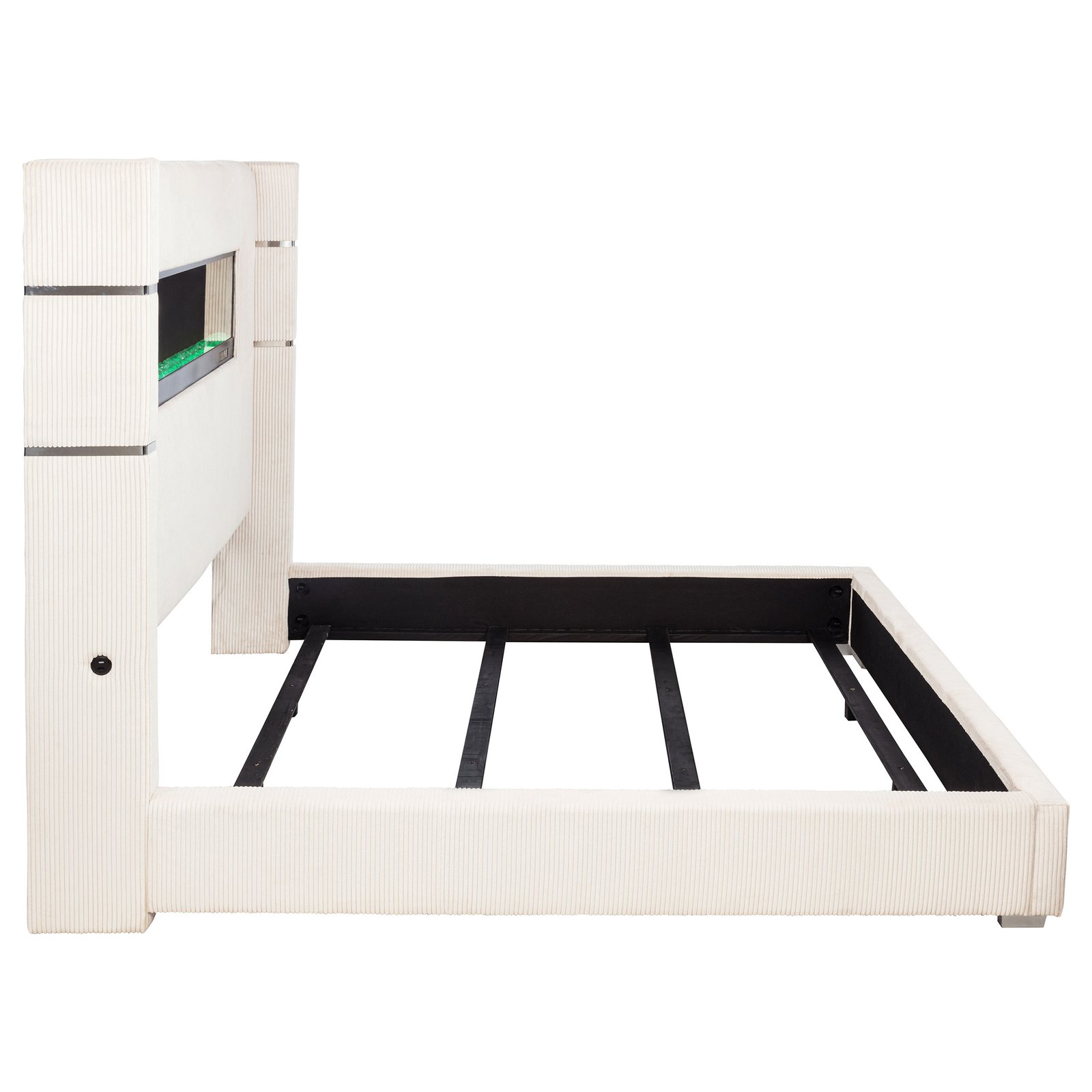 Tisdall Upholstered Eastern King Flame Visualizer Bed Cream - Image 6