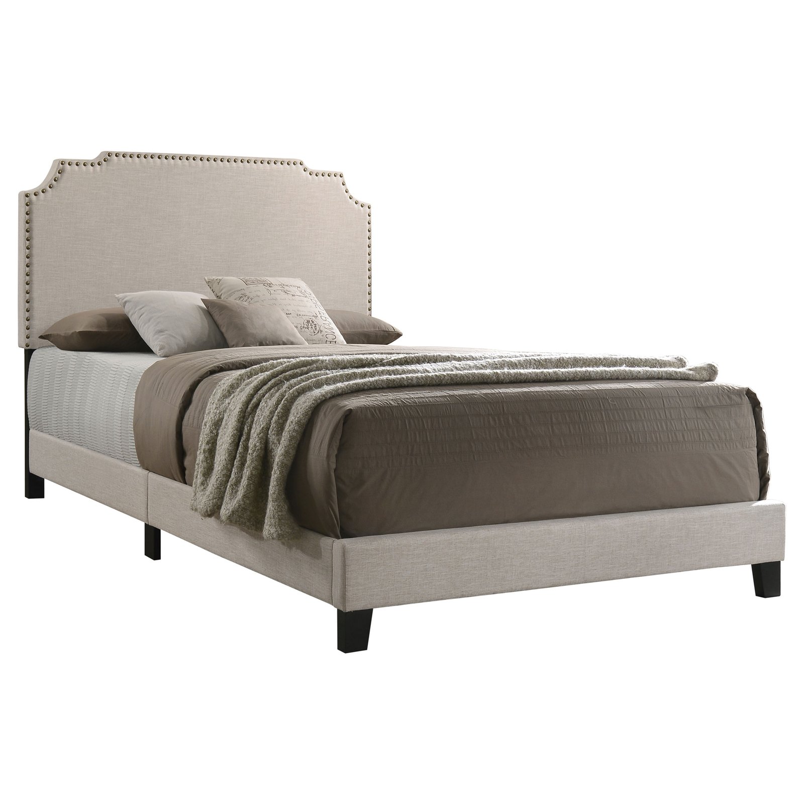 Tamarac Upholstered Eastern King Panel Bed Beige - Image 3