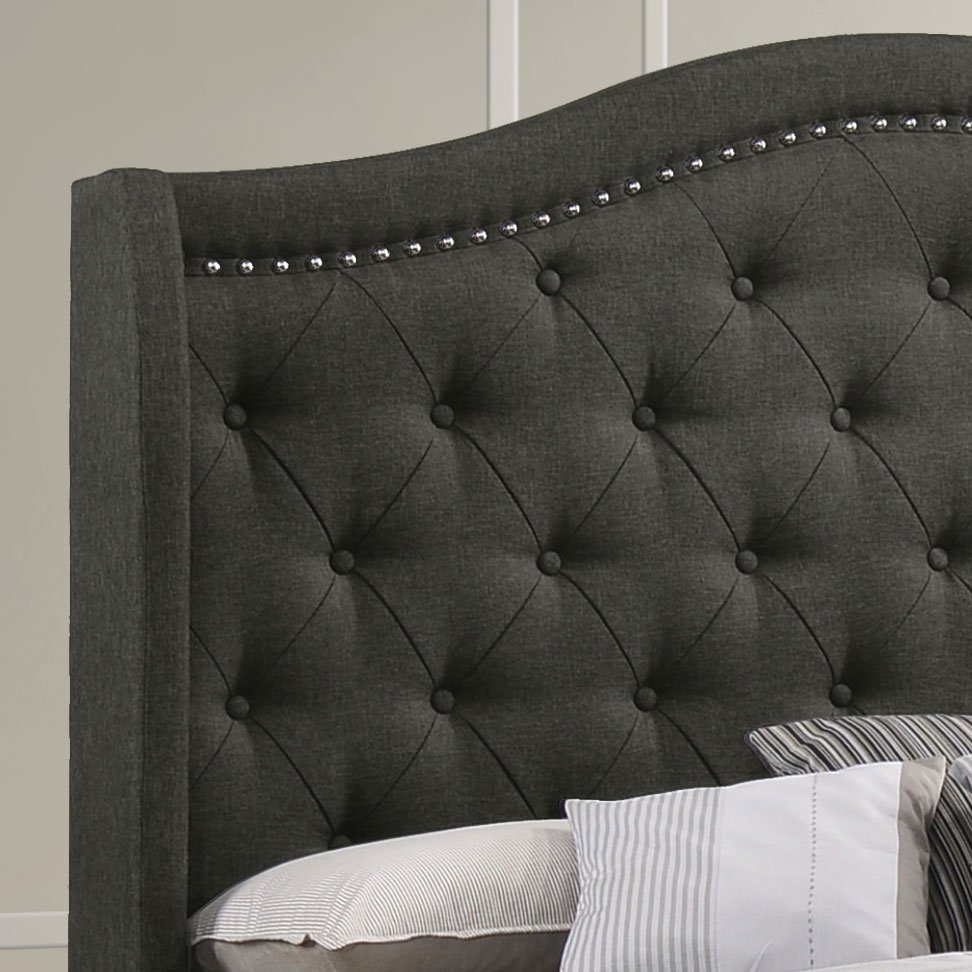 Sonoma Upholstered Full Wingback Bed Grey - Image 5