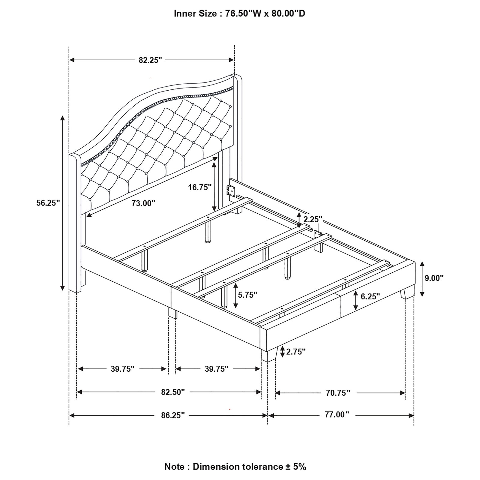 Sonoma Upholstered Eastern King Wingback Bed Grey - Image 6