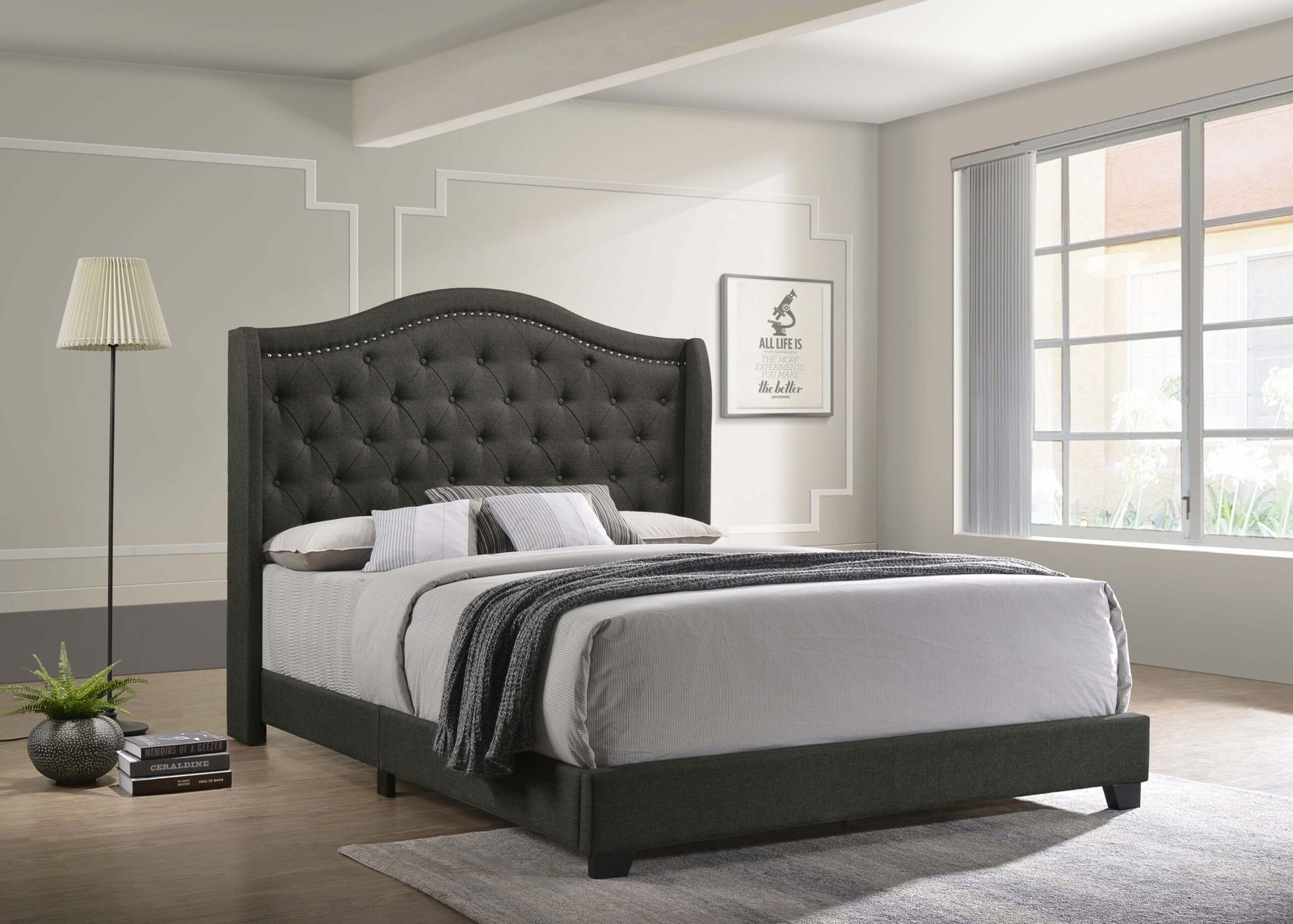 Sonoma Upholstered Queen Wingback Bed Grey - Image 2