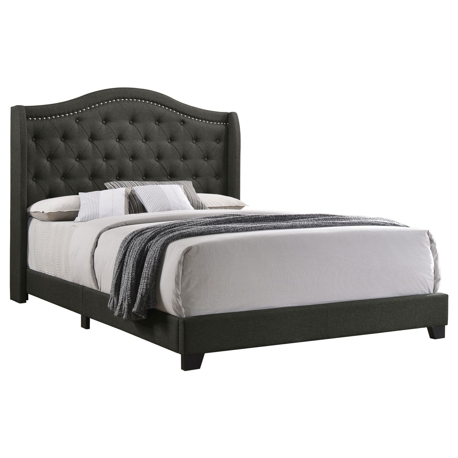 Sonoma Upholstered Queen Wingback Bed Grey - Image 3