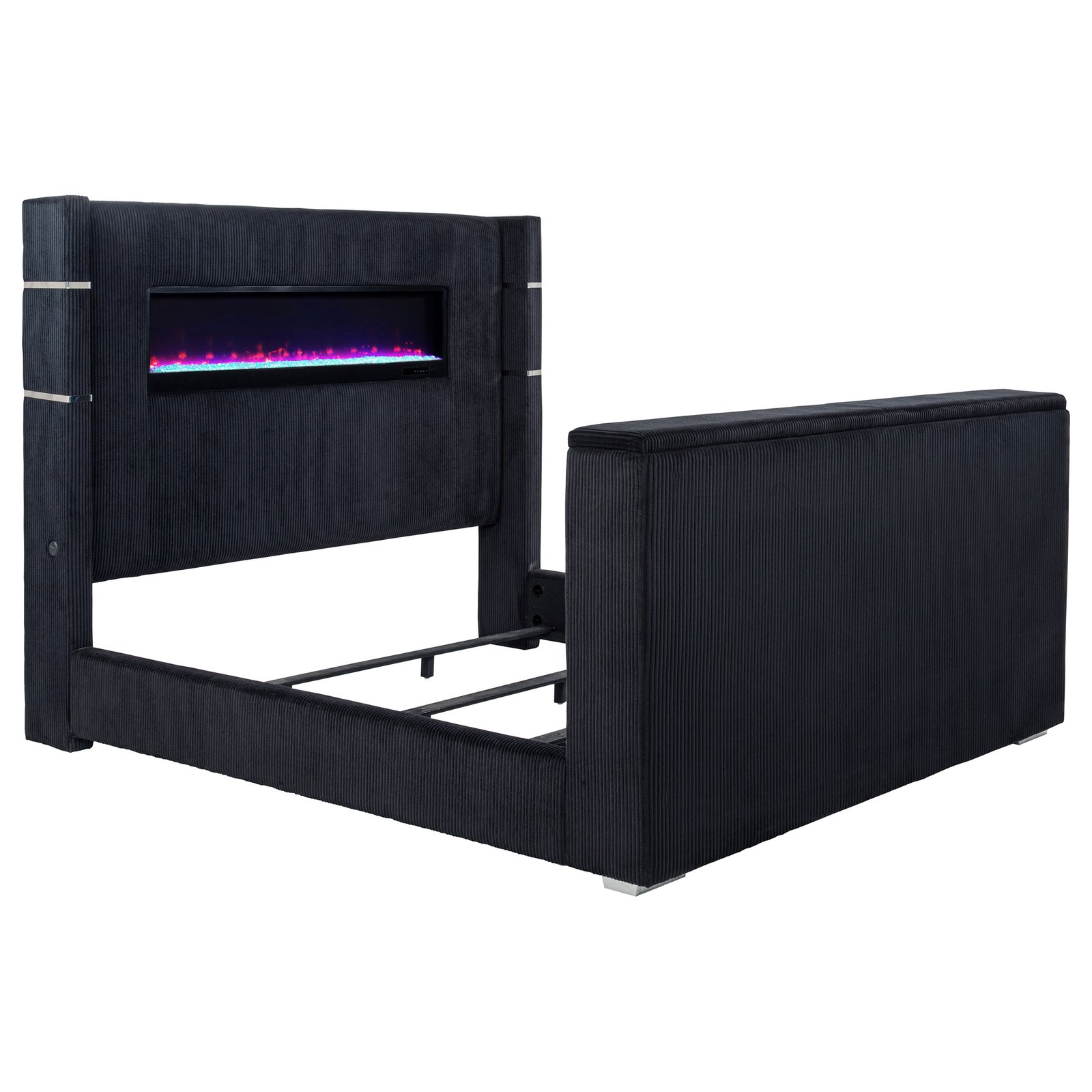 Tisdall Eastern King Flame Visualizer Wingback TV Bed Black - Image 5