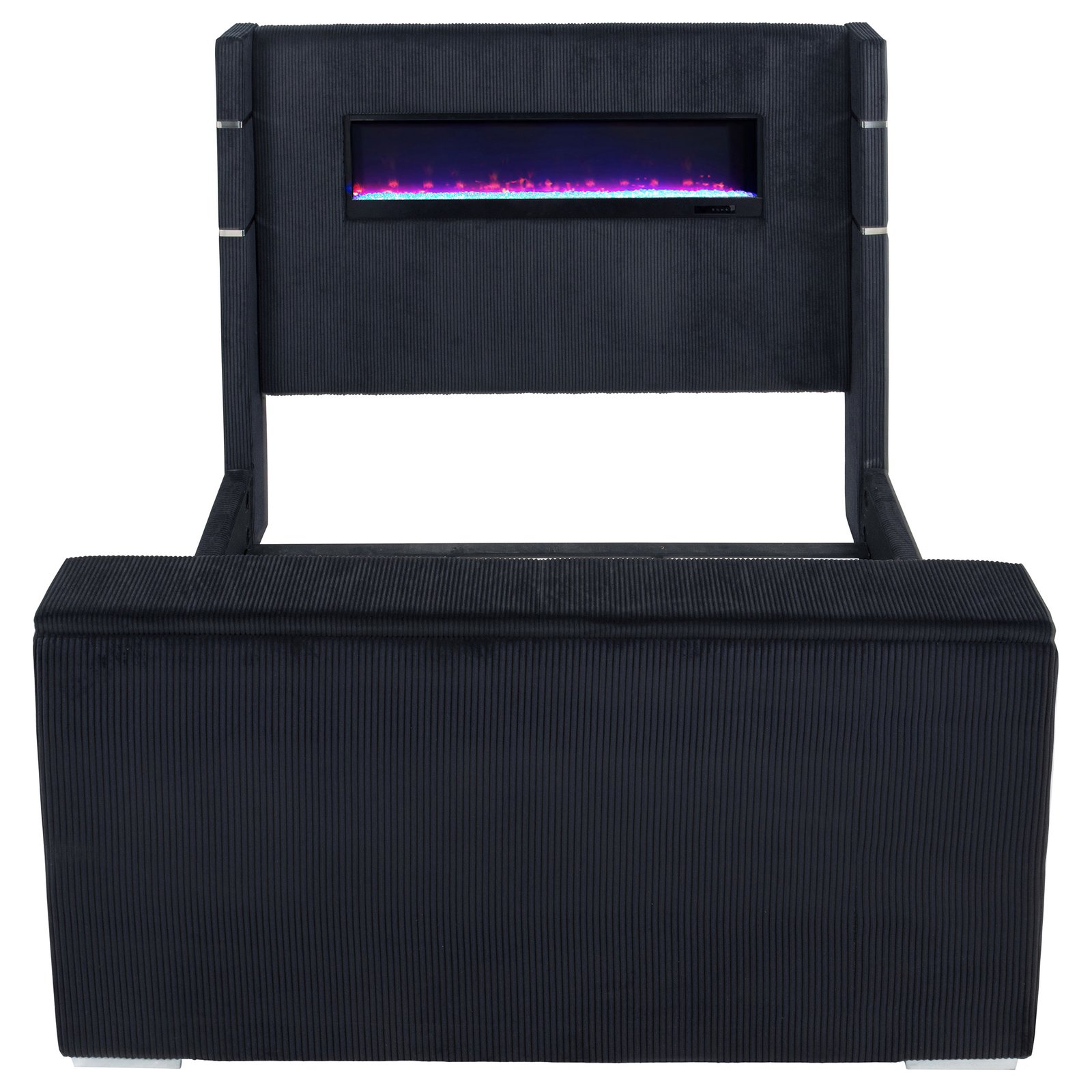 Tisdall Eastern King Flame Visualizer Wingback TV Bed Black - Image 6