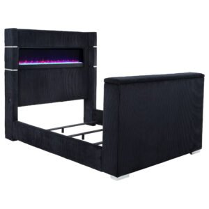 Tisdall Queen Flame Visualizer Wingback TV Bed Black